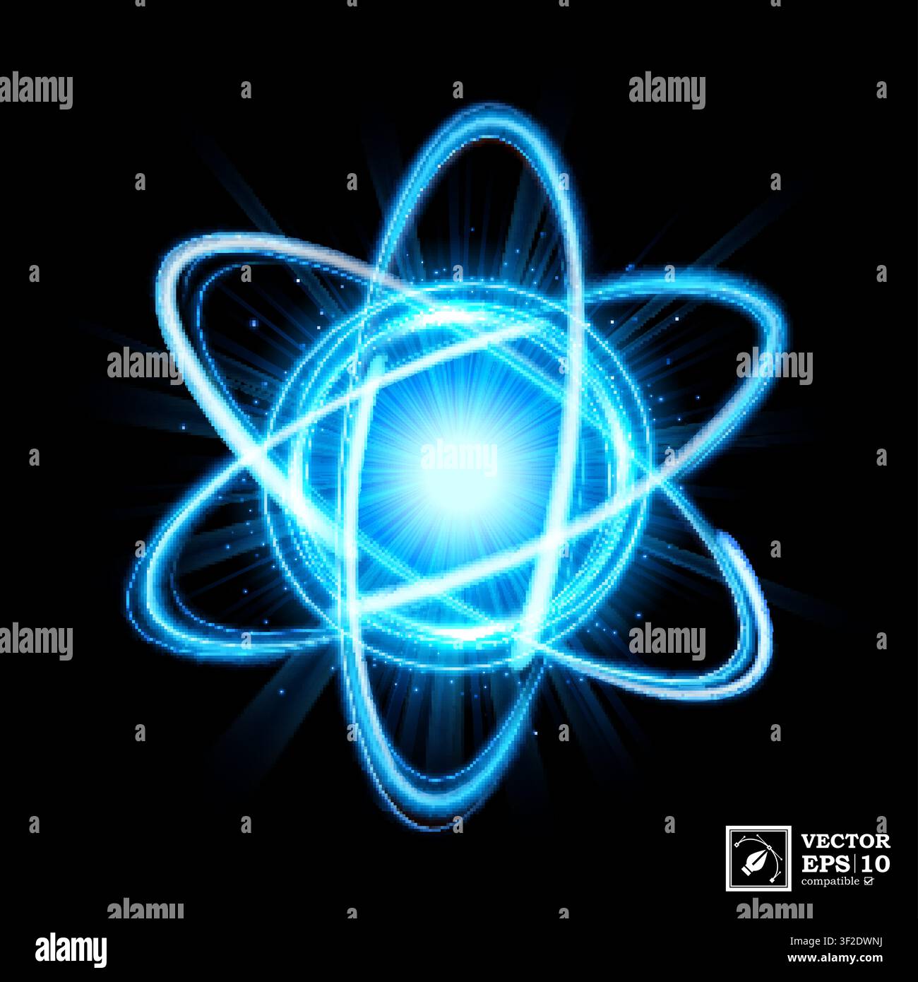 Dynamic Atom Light Explosion, Isolated and Easy to Edit, Vector Illustration Stock Vector
