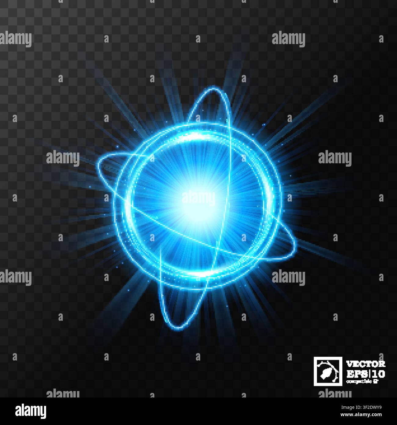 Dynamic Blue Light Explosion on A Transparent Background, Isolated and Easy to Edit, Vector Illustration Stock Vector