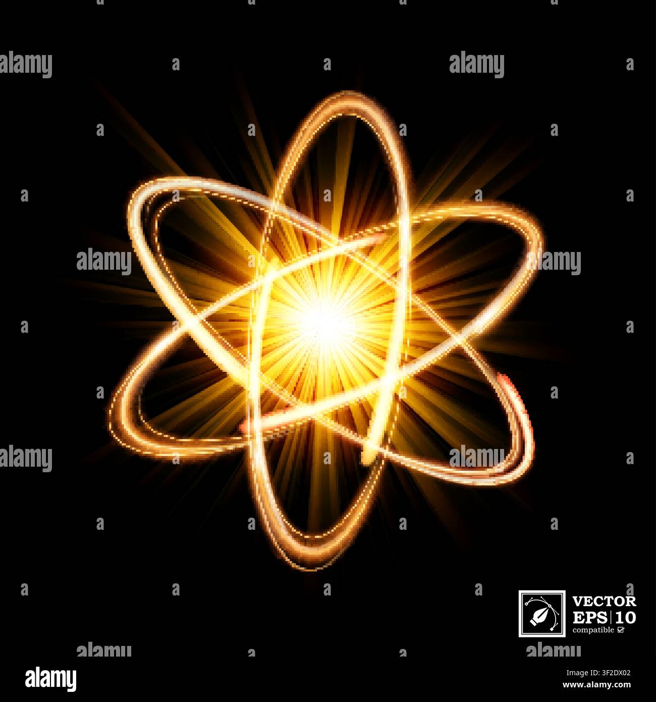 Dynamic Atom Light Explosion, Isolated and Easy to Edit, Vector Illustration Stock Vector