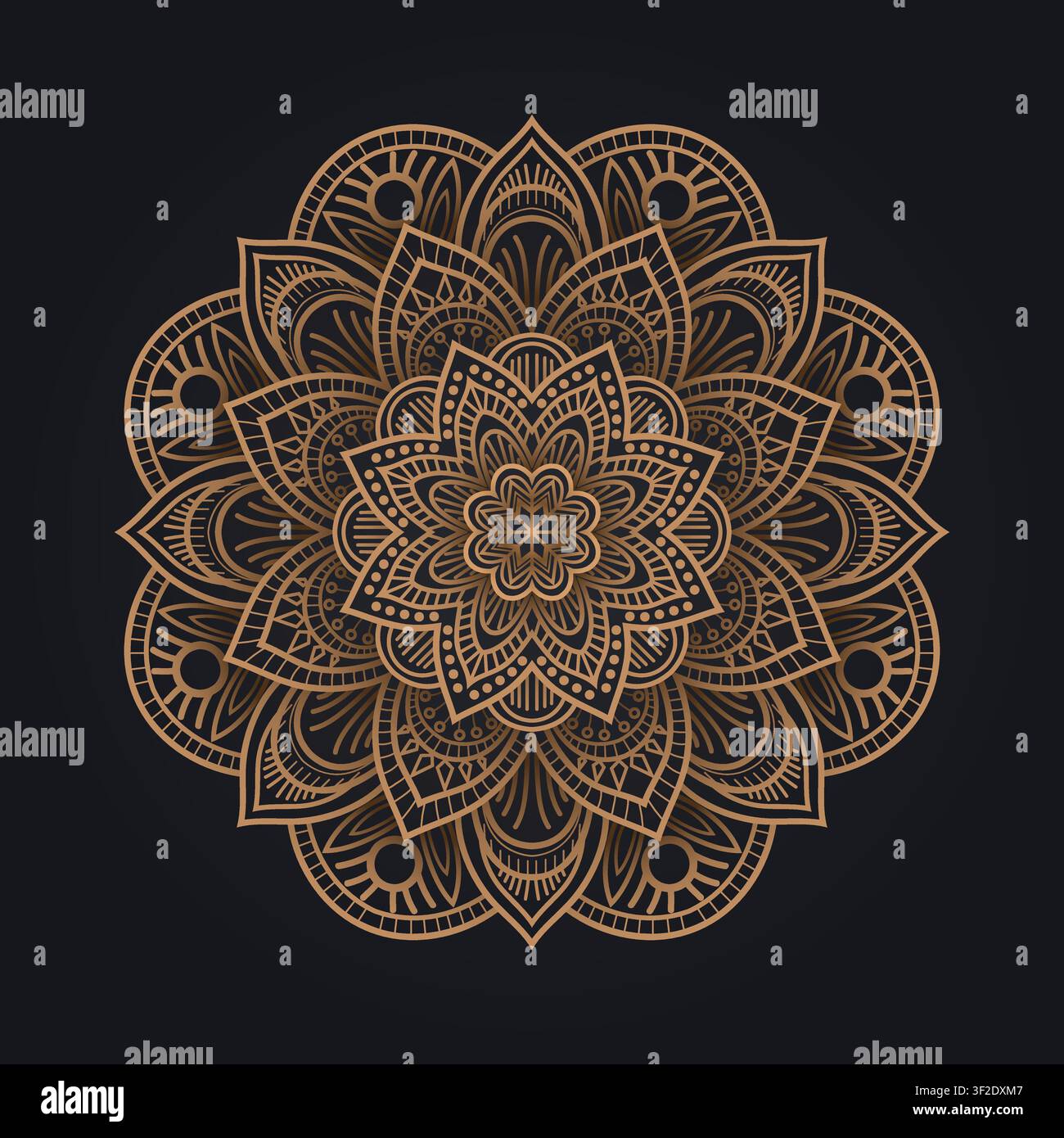 Circular Pattern of Mandala, Golden Arabesque Pattern, Vector Illustration Stock Vector