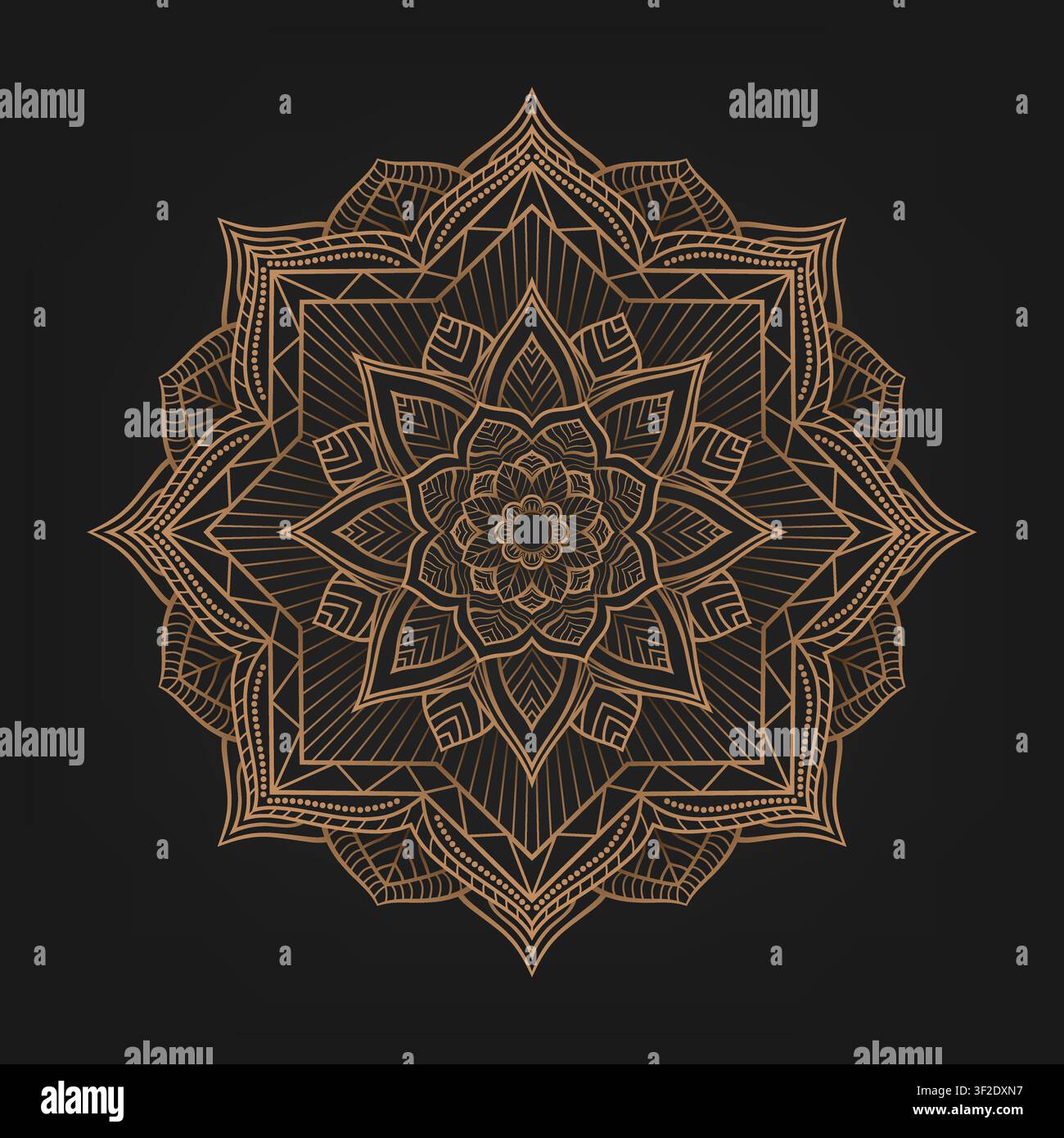 Circular Pattern of Mandala, Golden Arabesque Pattern, Vector Illustration Stock Vector