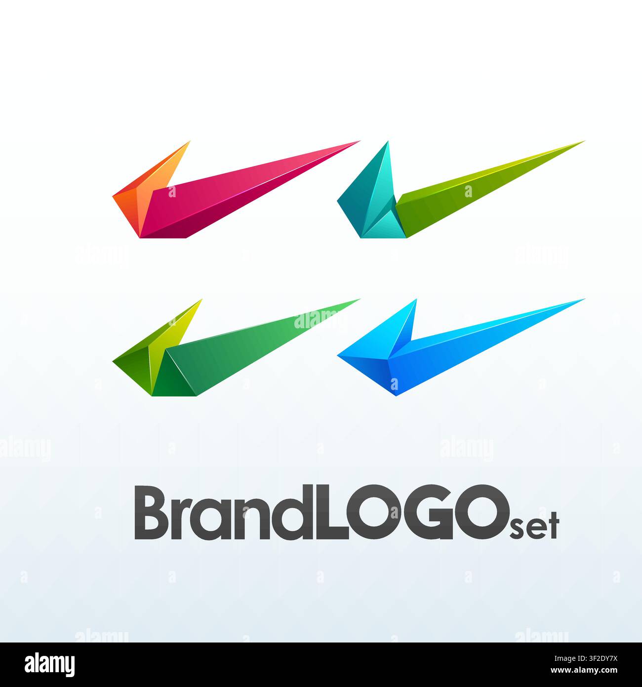 Brand Logo Check Mark Template, 3D Shape Low Poly, Suitable For Business Company Visual Identity, Vector Illustration Stock Vector