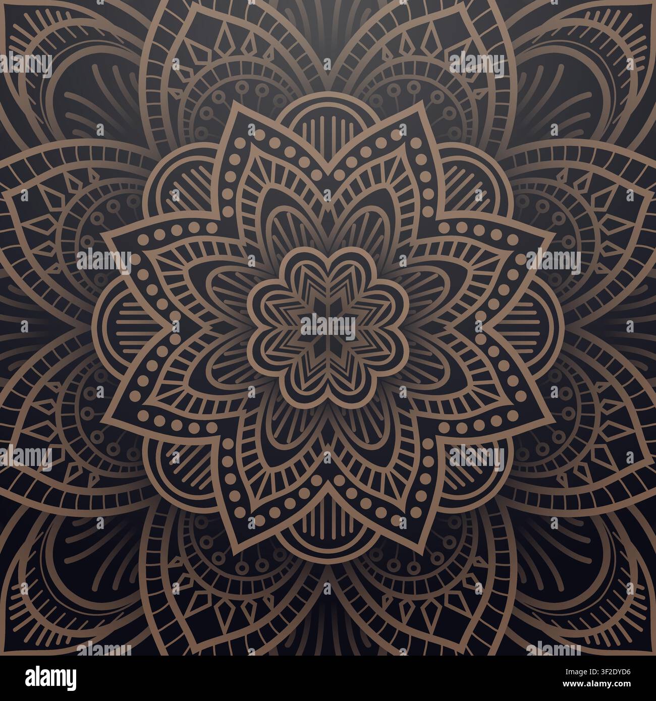 Circular Pattern of Mandala, Golden Arabesque Pattern, Vector Illustration Stock Vector