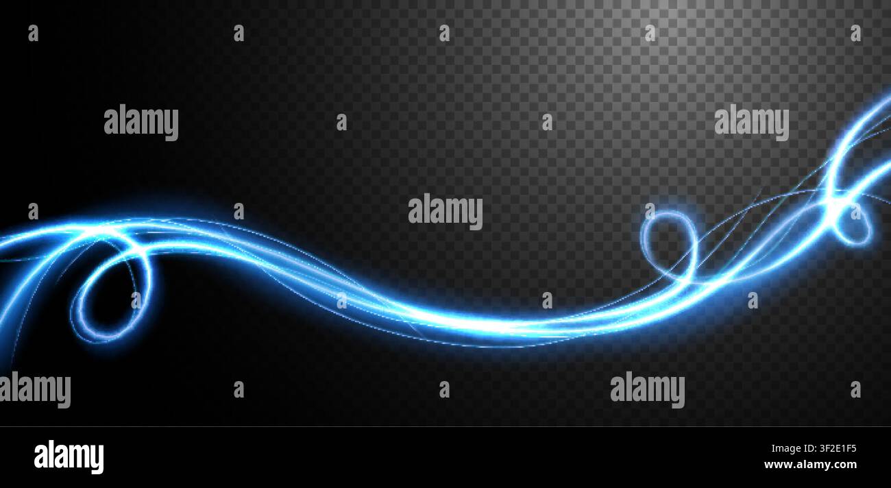 Abstract Light Speed Motion Effect, Blue Light Trail, Vector Illustration Stock Vector