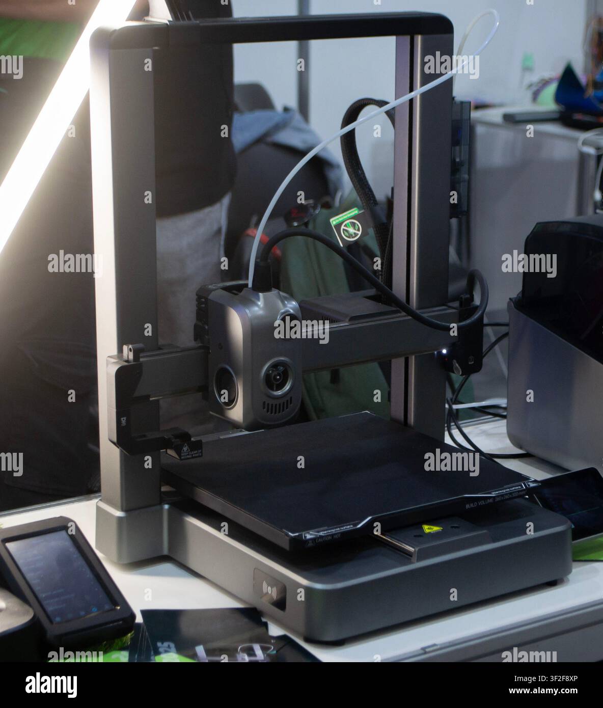 3D printer. 3D printer with blank work surface. Empty 3D printer. Modern new additive progressive technologies. 3D printing three-dimensional technology. Printing modeling manufacturing technology Stock Photo