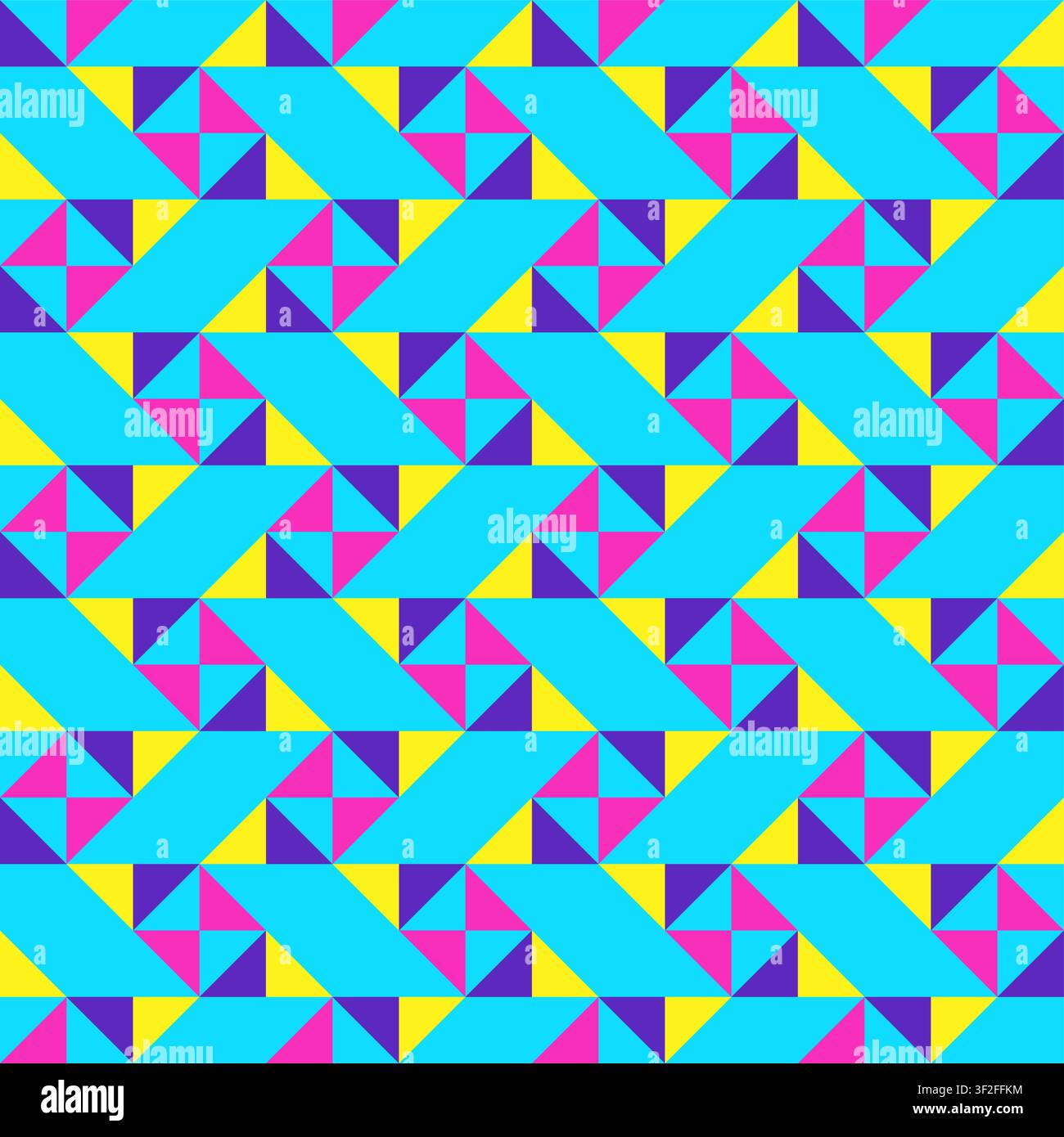 Bright bold vibrant abstract geometric quilt seamless vector pattern, color block technology, geometric colorful patchwork background. Stock Vector