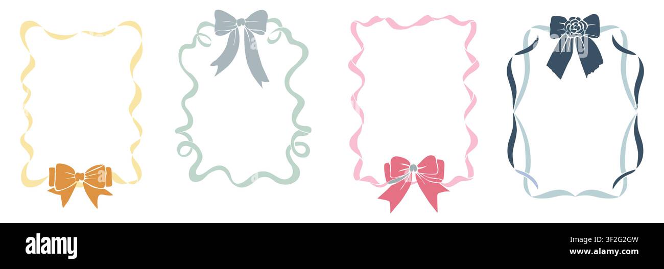 Four elegant frames with bows and ribbons. Stock Vector