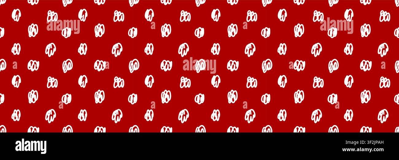 Hand Drawn Scribble Mark Seamless Pattern on Red Background Stock Vector