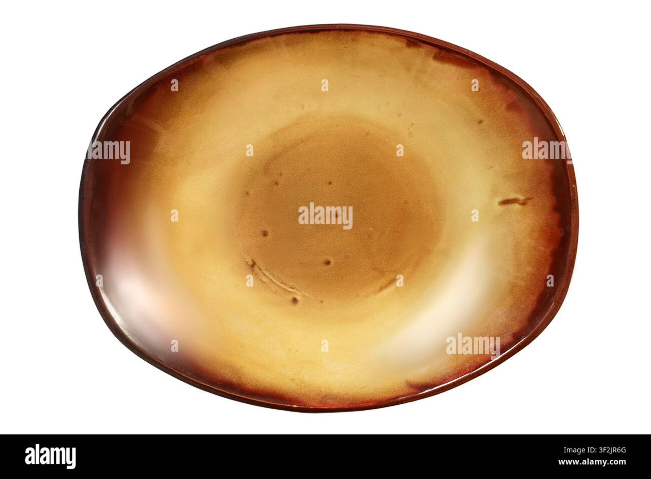 Empty large ceramic dish isolated on white background Stock Photo