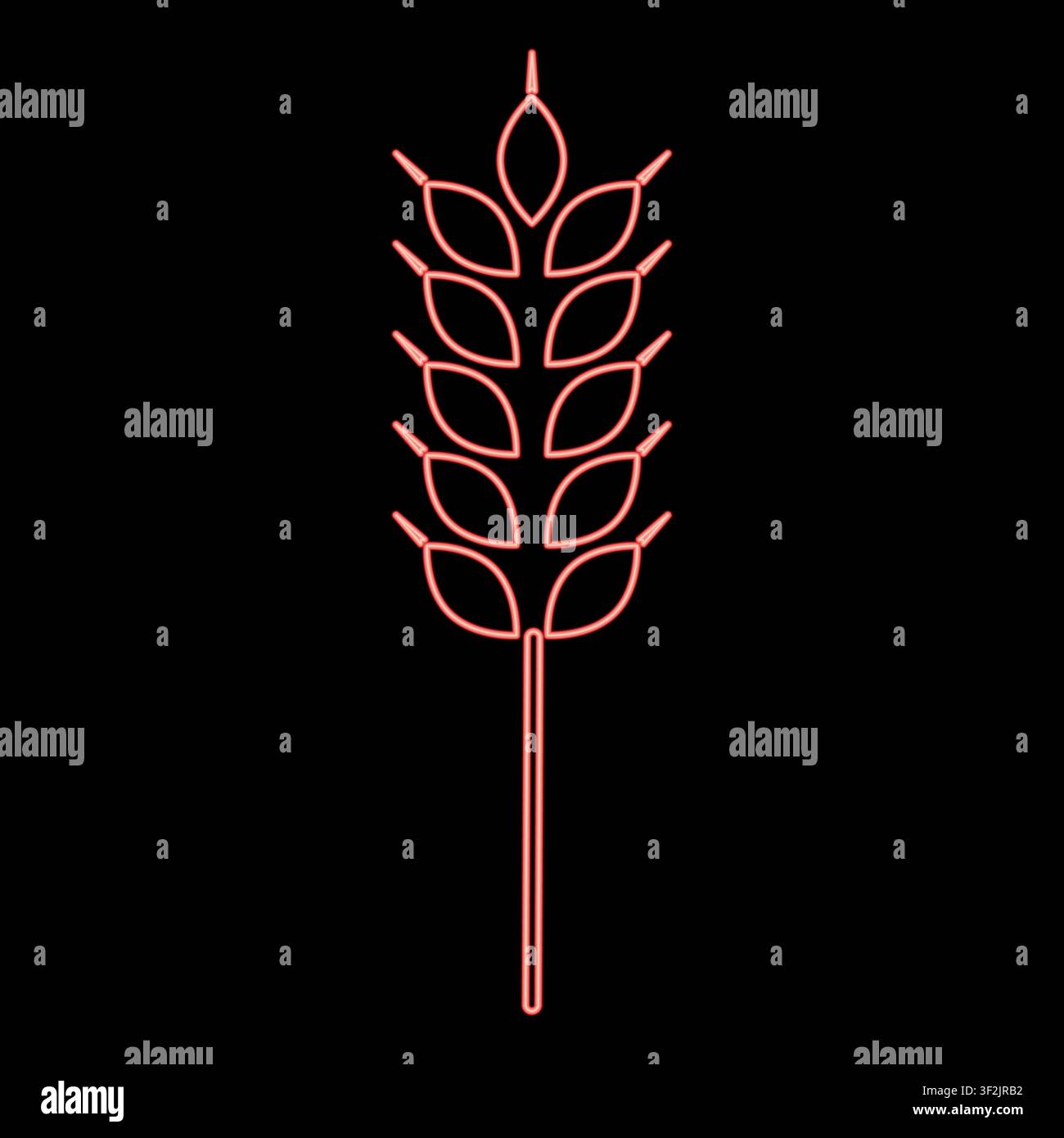 Neon wheat ear red color vector illustration image flat style light Stock Vector