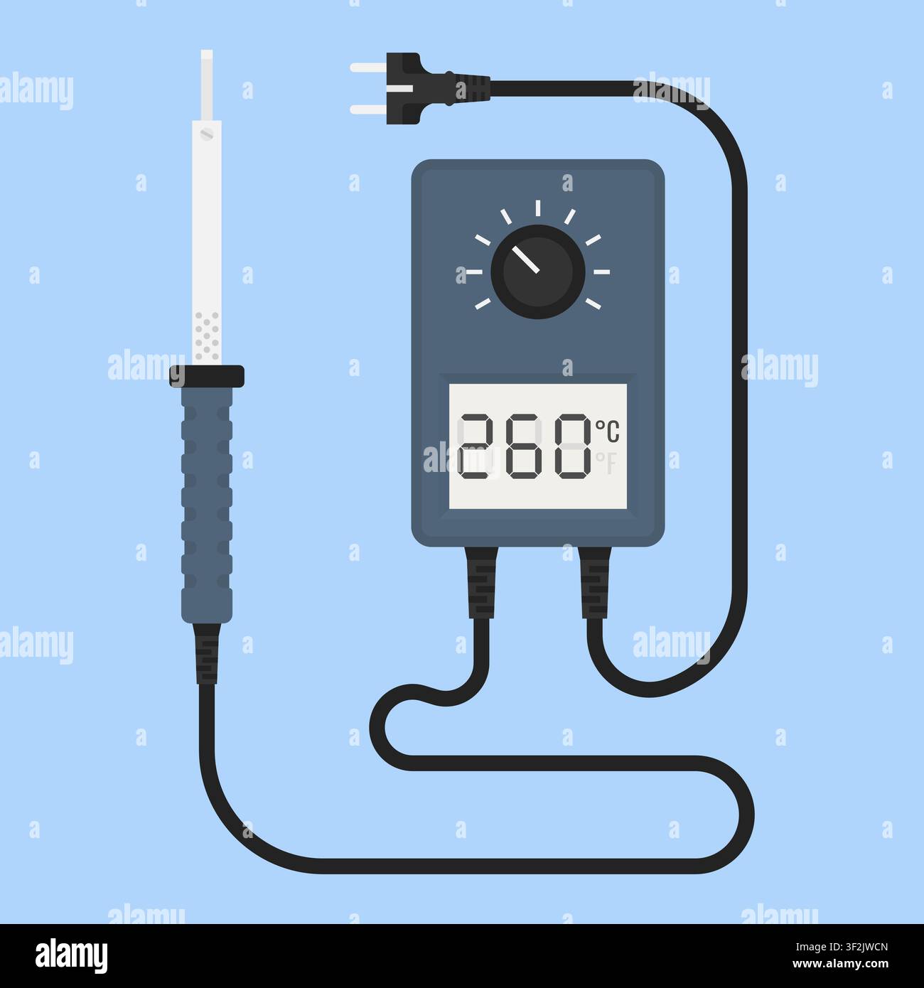 Digital Soldering Station - Temperature Control Electronics Tool Vector Illustration Stock Vector