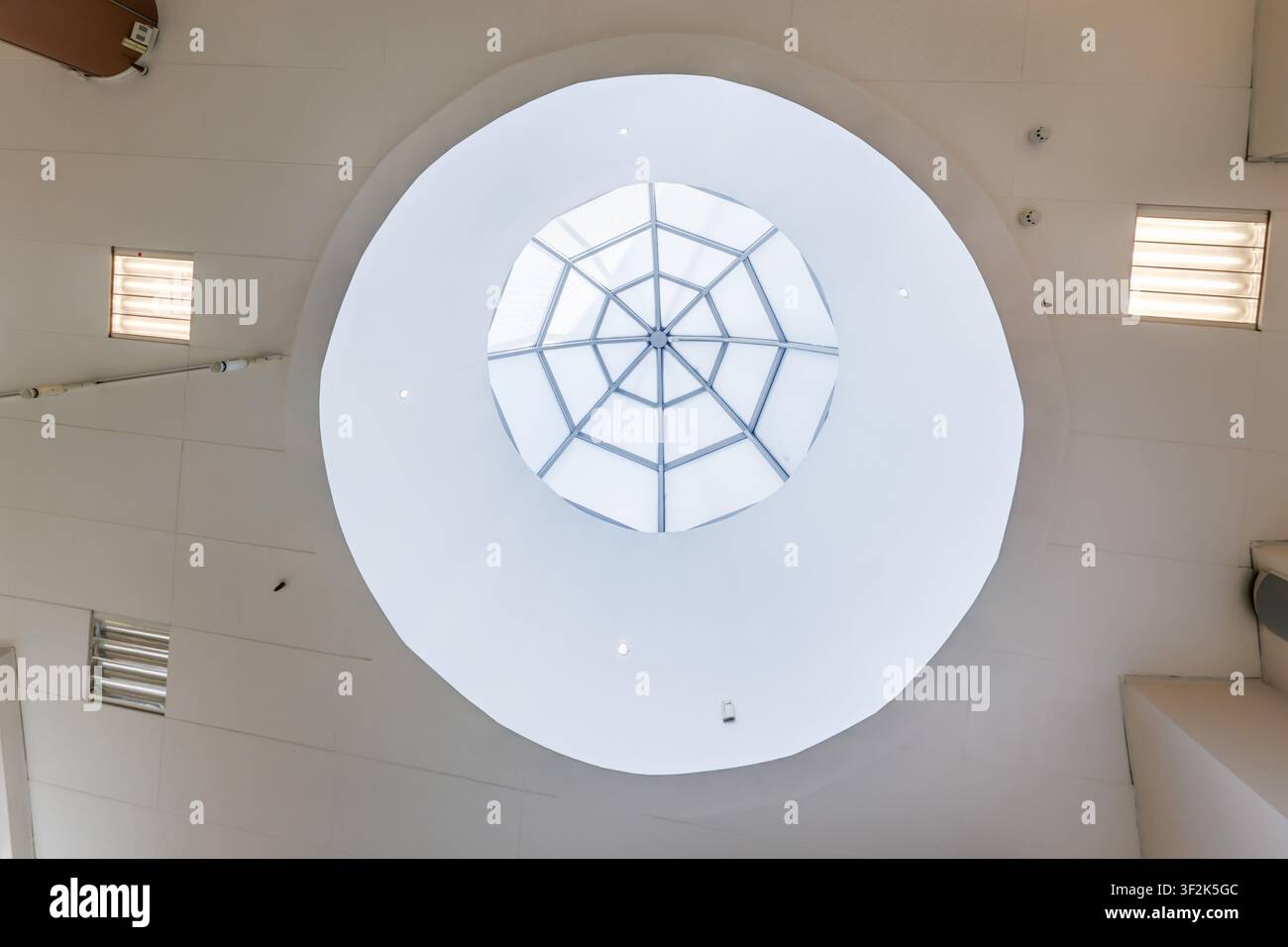 glass ceiling with many frames in a modern building Stock Photo