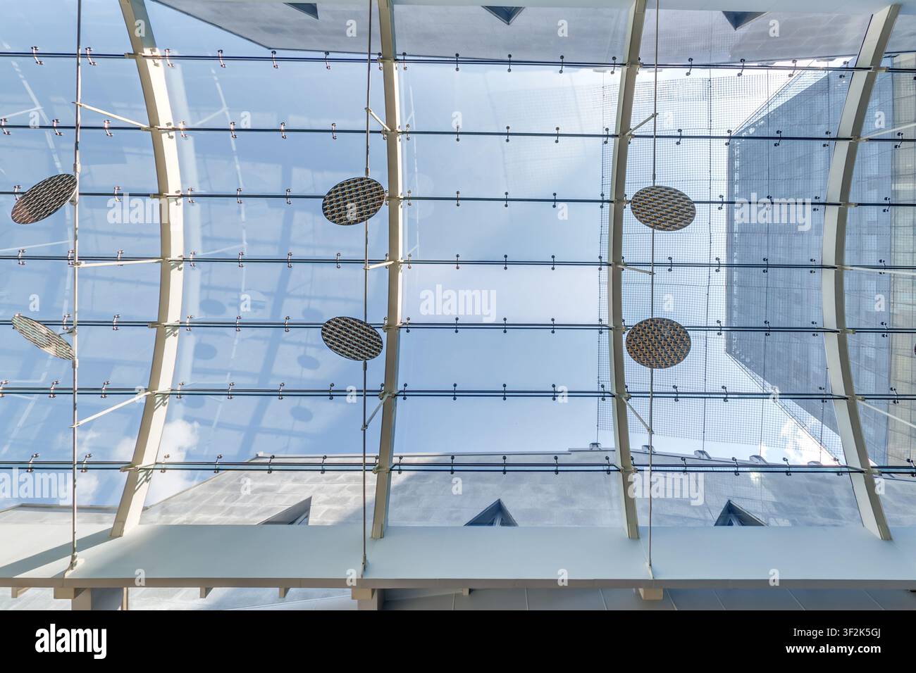 glass ceiling with many frames in a modern building Stock Photo