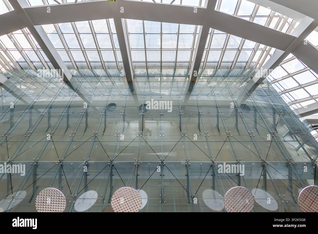 glass ceiling with many frames in a modern building Stock Photo