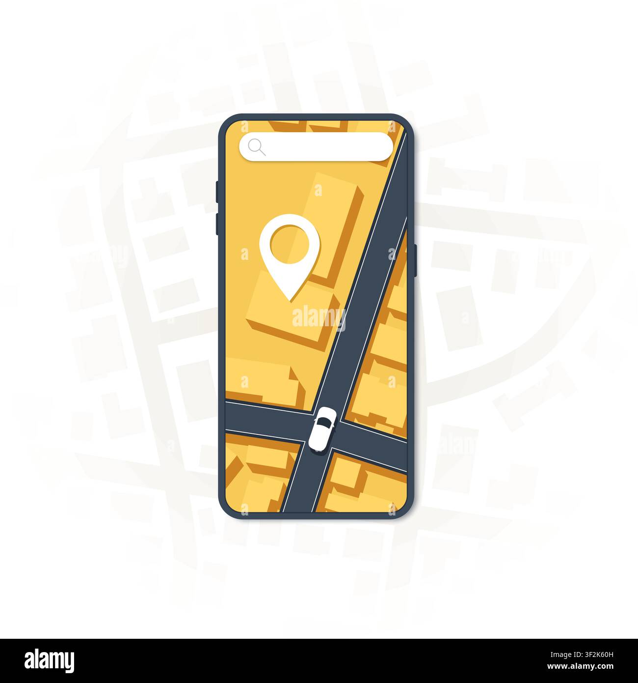 Online mobile application order taxi service. Taxi mobile app icon includes smartphone, road on the screen. Location with GPS map. Vector illustration Stock Vector