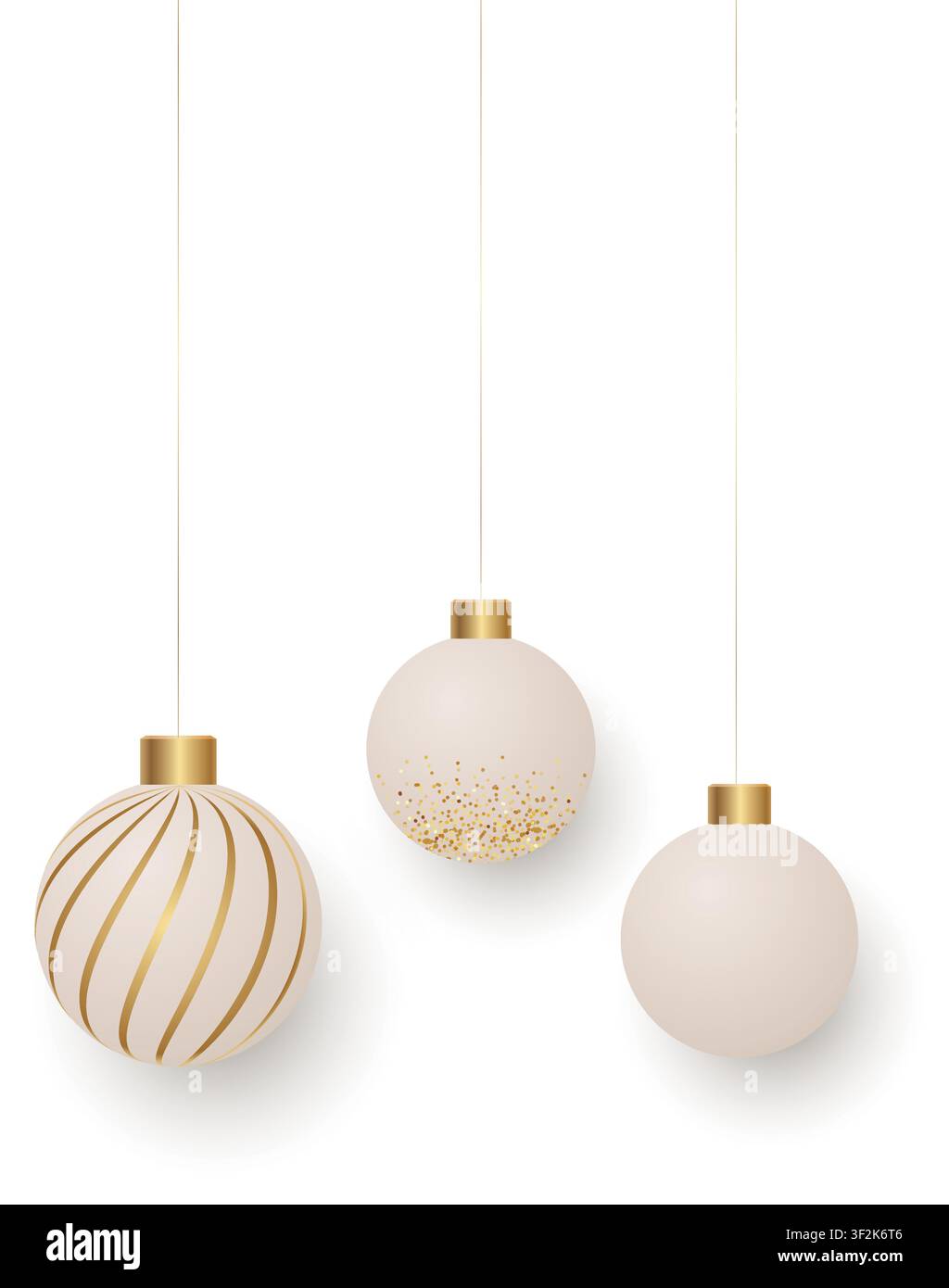 3D Christmas Ornaments Set Stock Vector