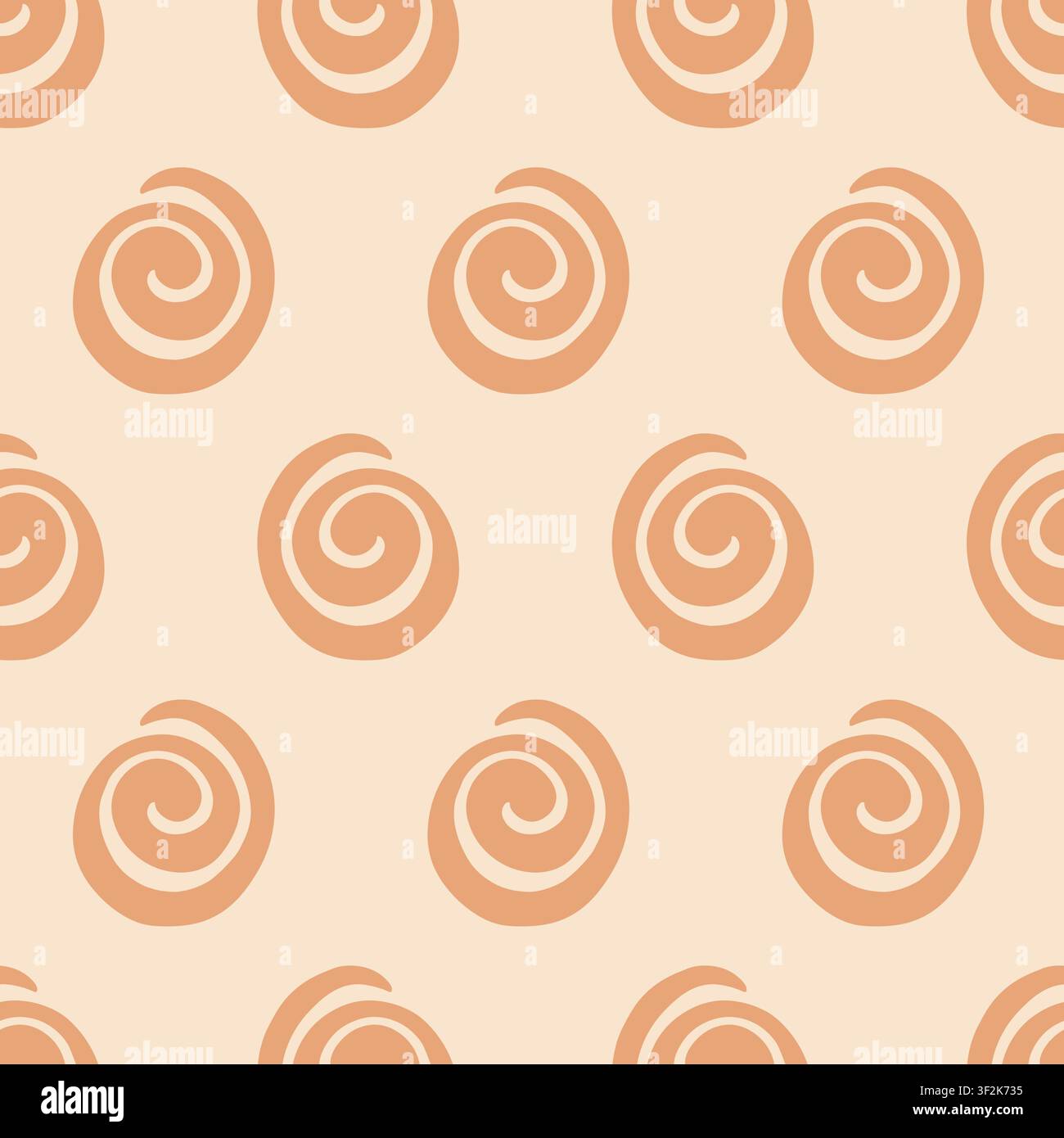 Boho seamless pattern with orange spiral circles Stock Vector