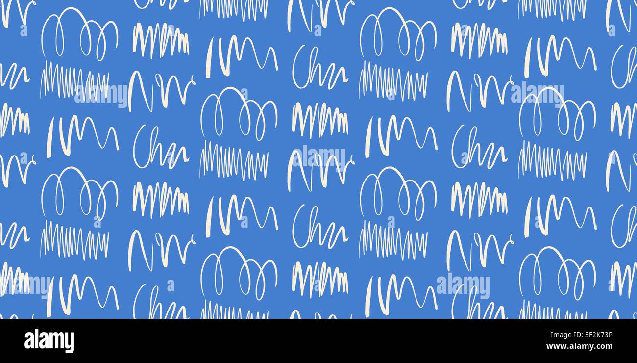 Blue scribble vector seamless pattern Stock Vector