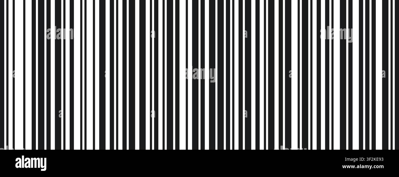 Geometric barcode stripe bg with random thick and thin vertical lines. Minimal abstract pattern Stock Vector
