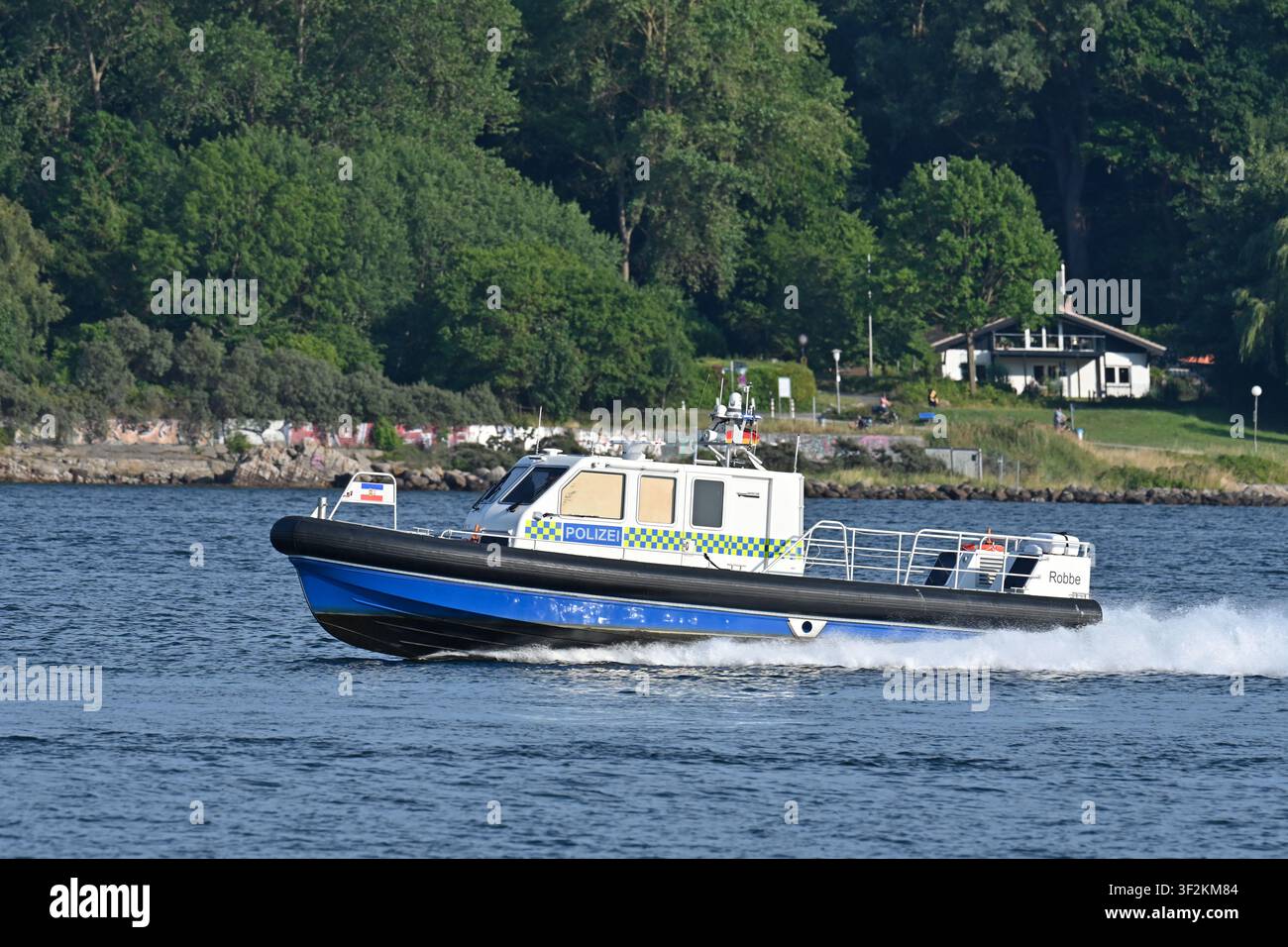 Policeboat ROBBE at the Kiel fjord Stock Photo