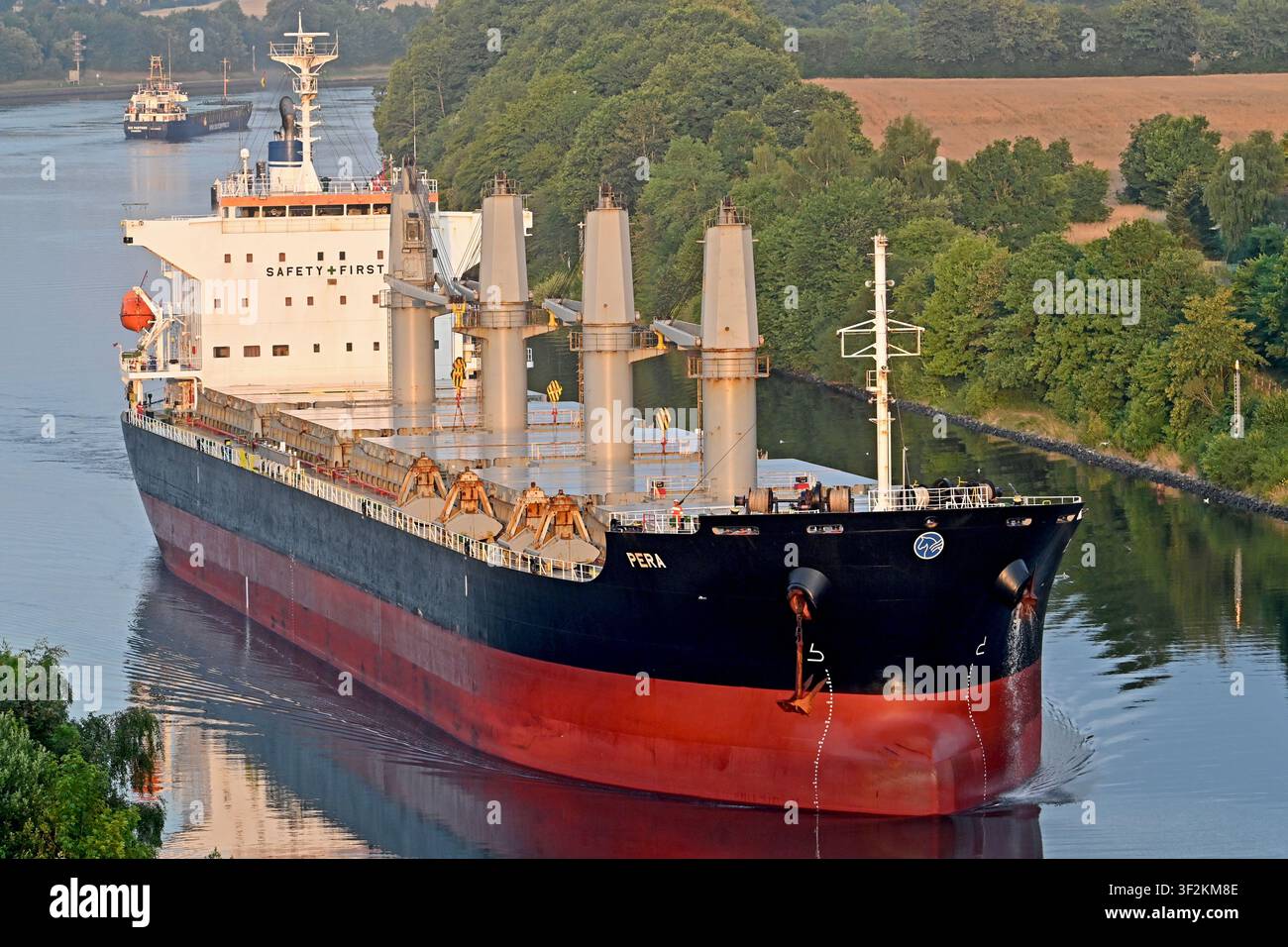 Bulkcarrier PERA passing the Kiel canal Stock Photo