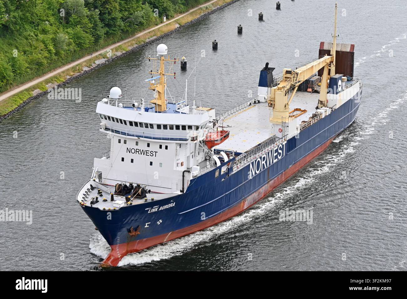 General cargo ship LINK AURORA at the Kiel canal Stock Photo