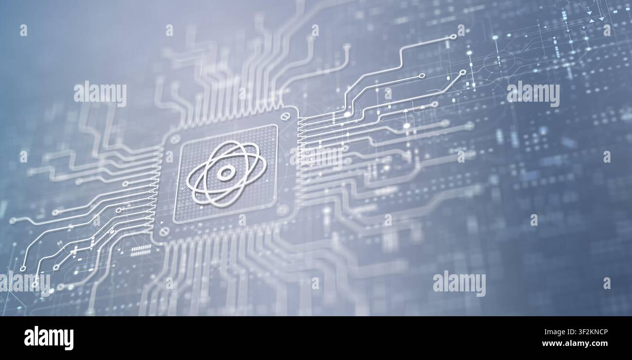 Artificial intelligence system for technology development and digital data processing with microchip circuitry Stock Photo