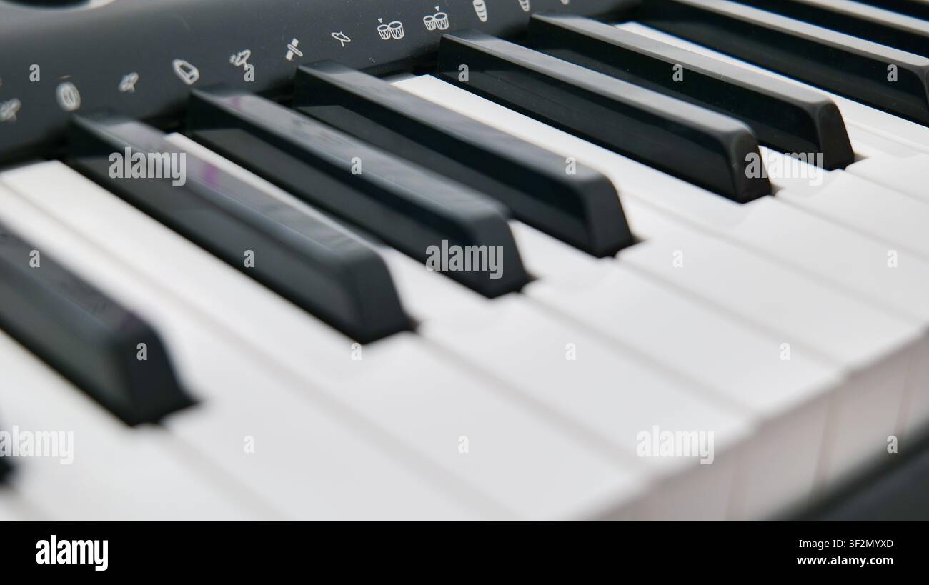 Close Up of Electronic Keyboard Keys Stock Photo