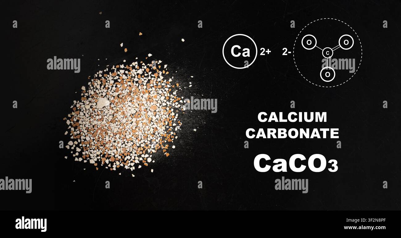 Broken egg shell as calcium carbonate, crushed eggshell, seashells, CaCO3 supplement, cracked eggshells, natural compost ingredient, broken egg shells Stock Photo