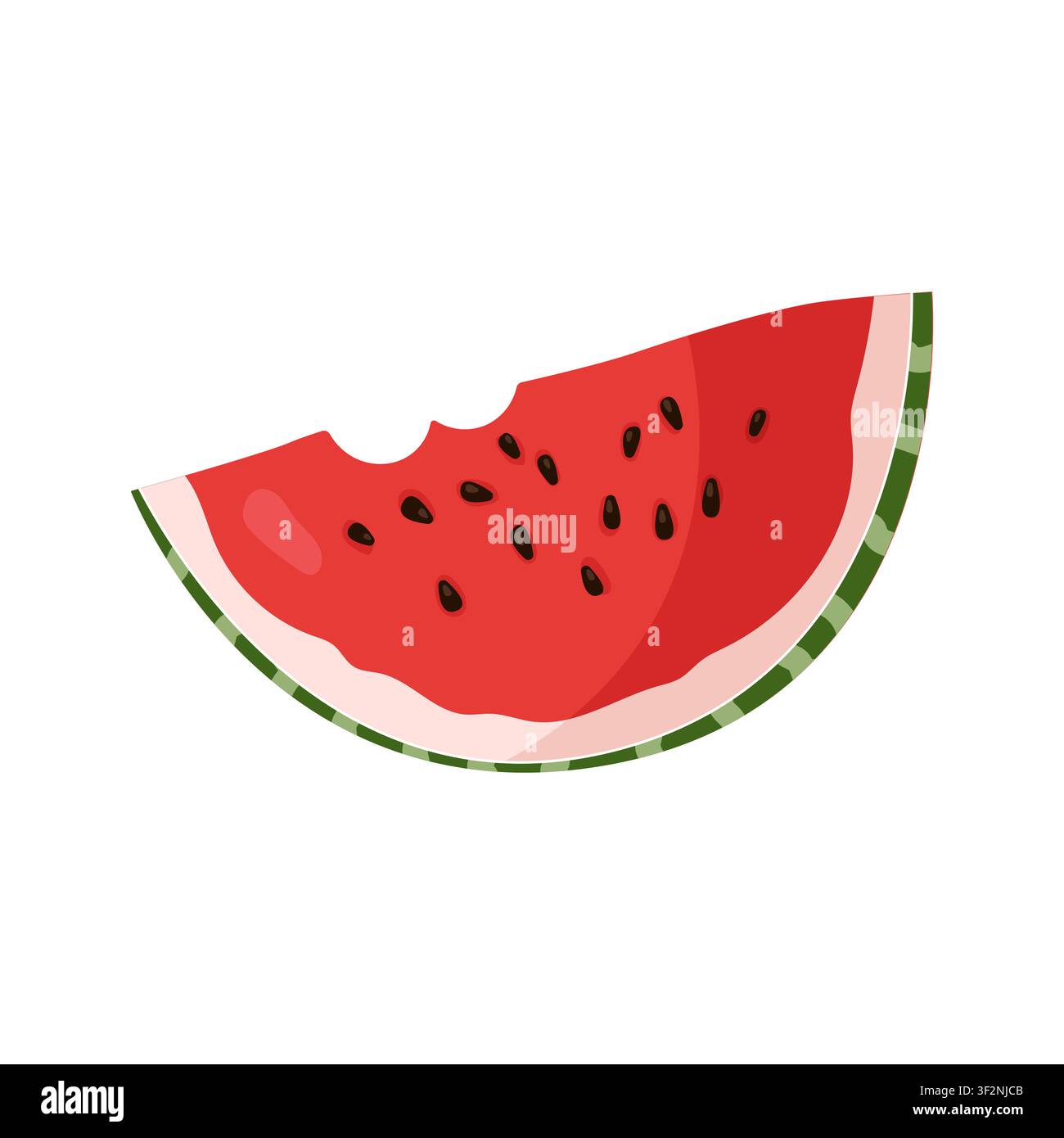 Bitten watermelon slice vector illustration isolated on white background Stock Vector