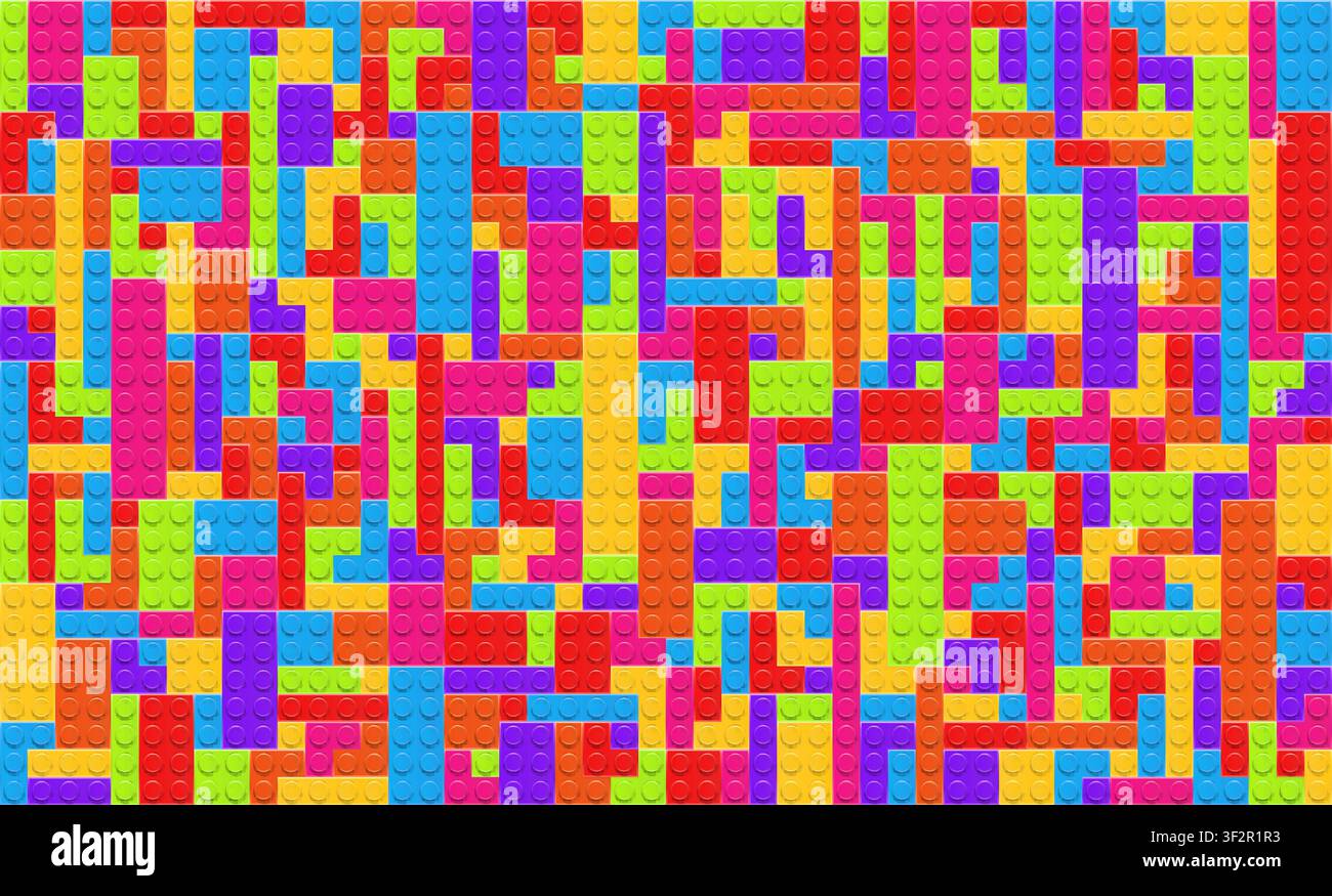 Realistic multicolor plastik constructor background. Play and build concept. Vector illustration Stock Vector