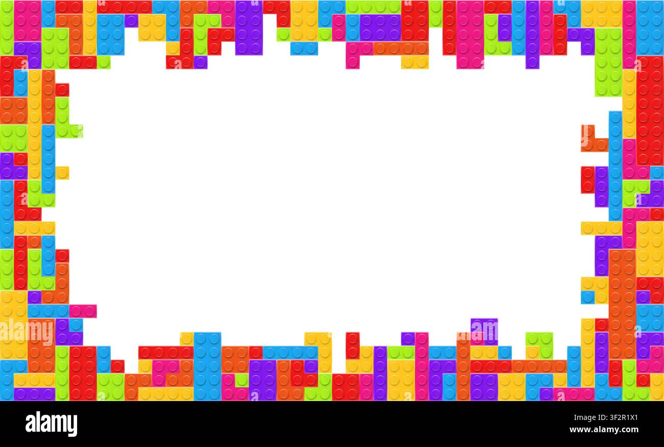 Realistic multicolor plastik constructor frame isolated on white background. Play and build concept. Vector illustration Stock Vector