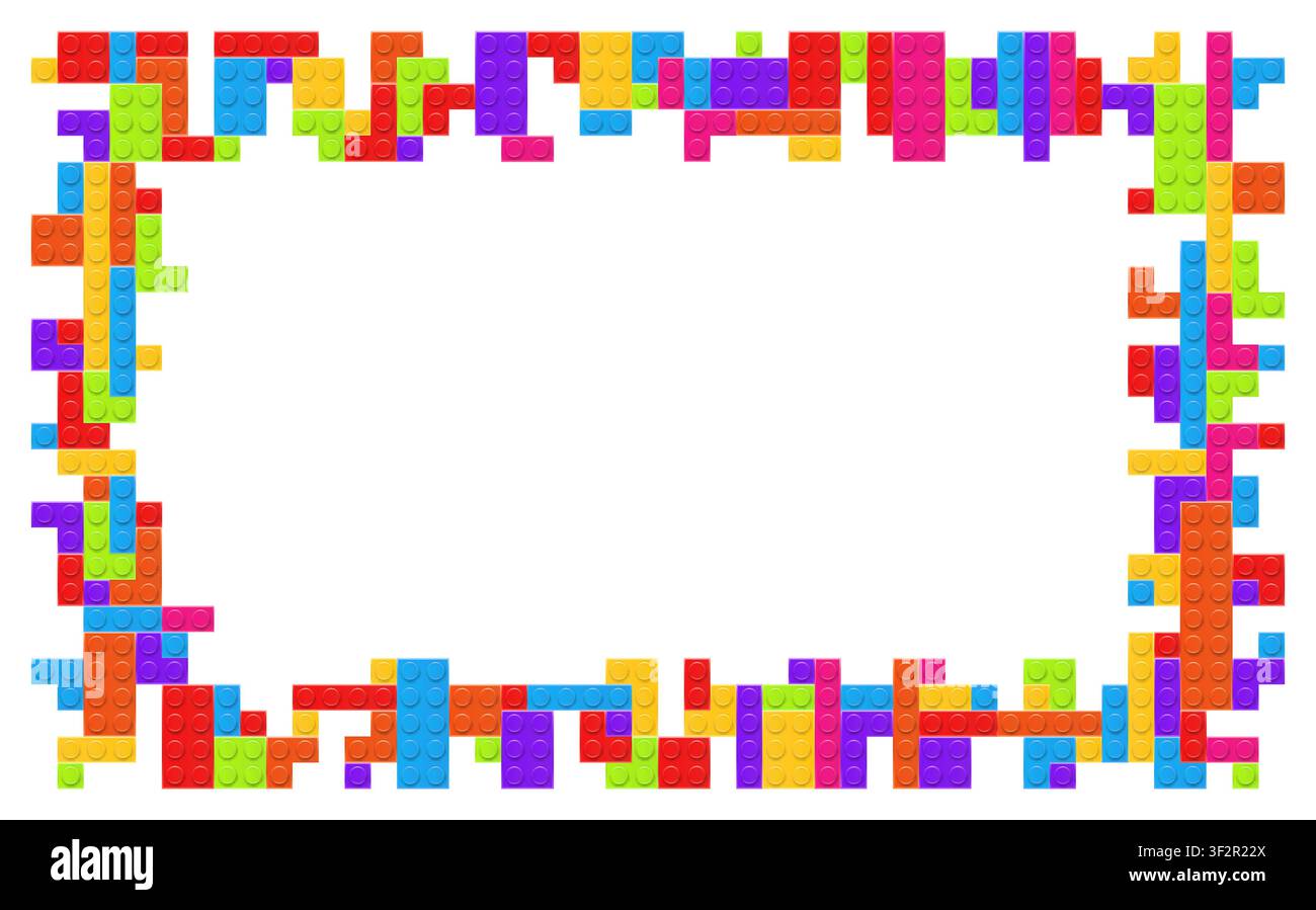 Realistic multicolor plastik constructor frame isolated on white background. Play and build concept. Vector illustration Stock Vector
