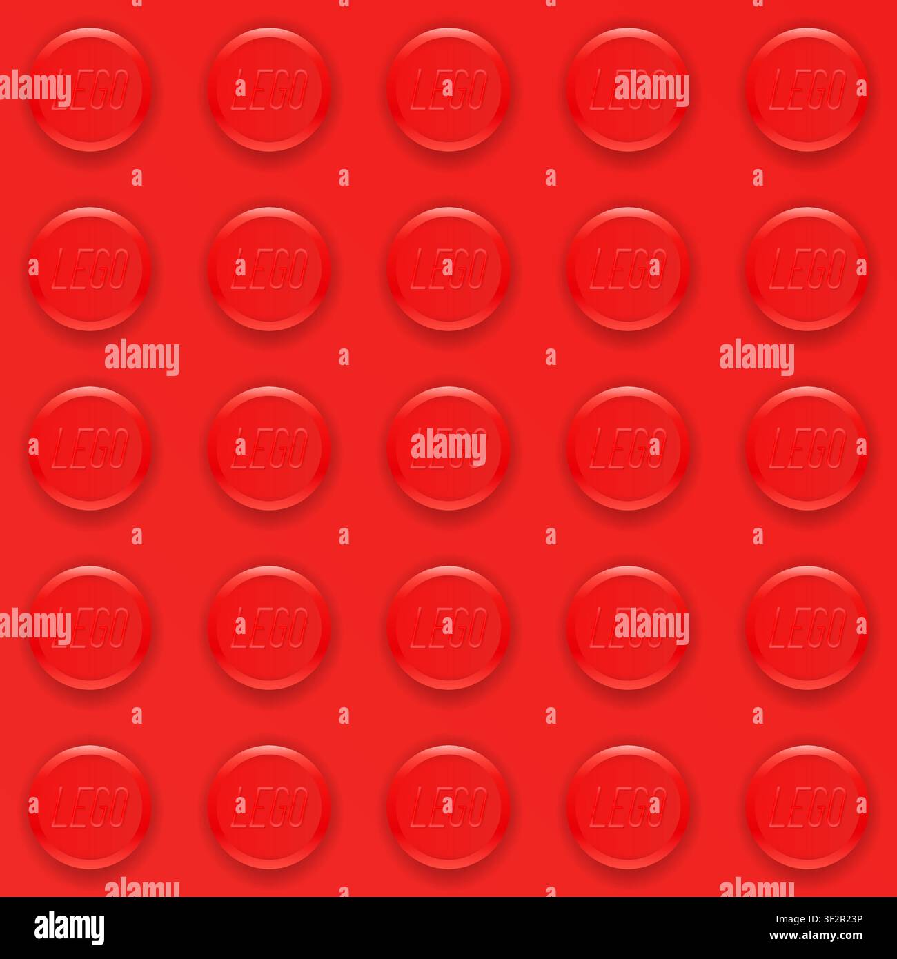 Realistic red Lego plastik constructor seamless background. Vector illustration Stock Vector