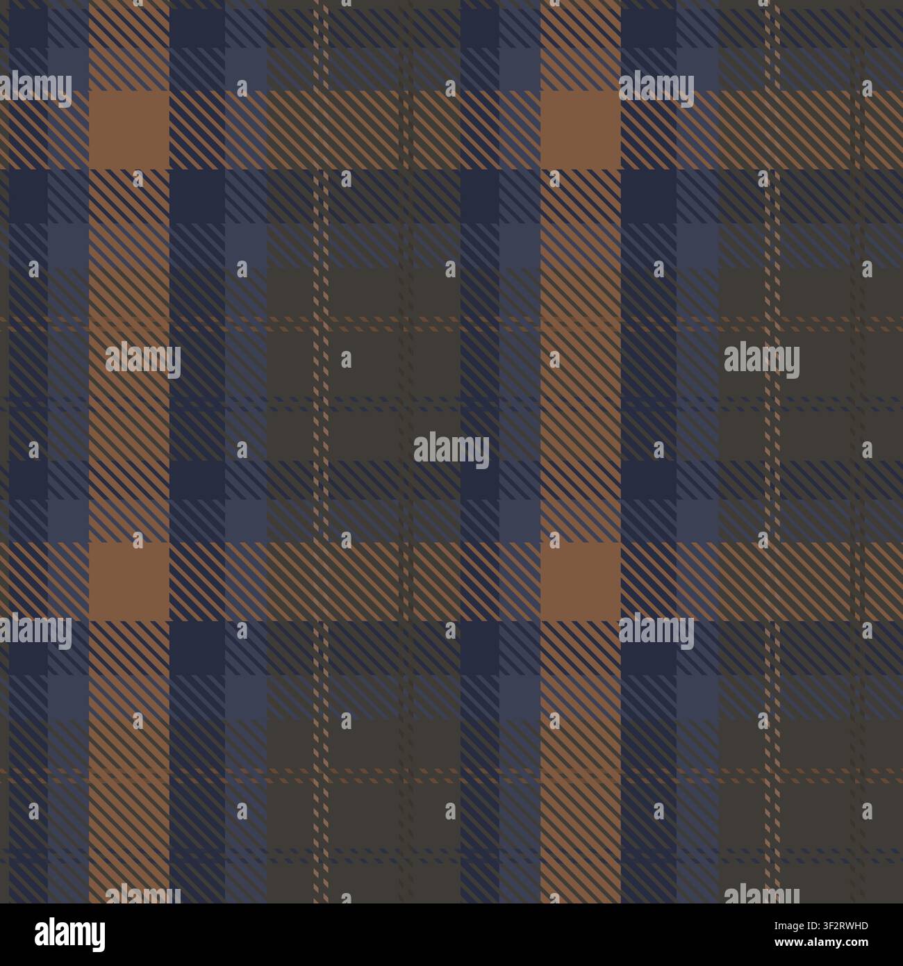 Plaid Check Seamless Pattern. Tartan vector checkered pattern texture in blue and brown colors. Scottish fabric design for mens tablecloth, flannel Stock Vector