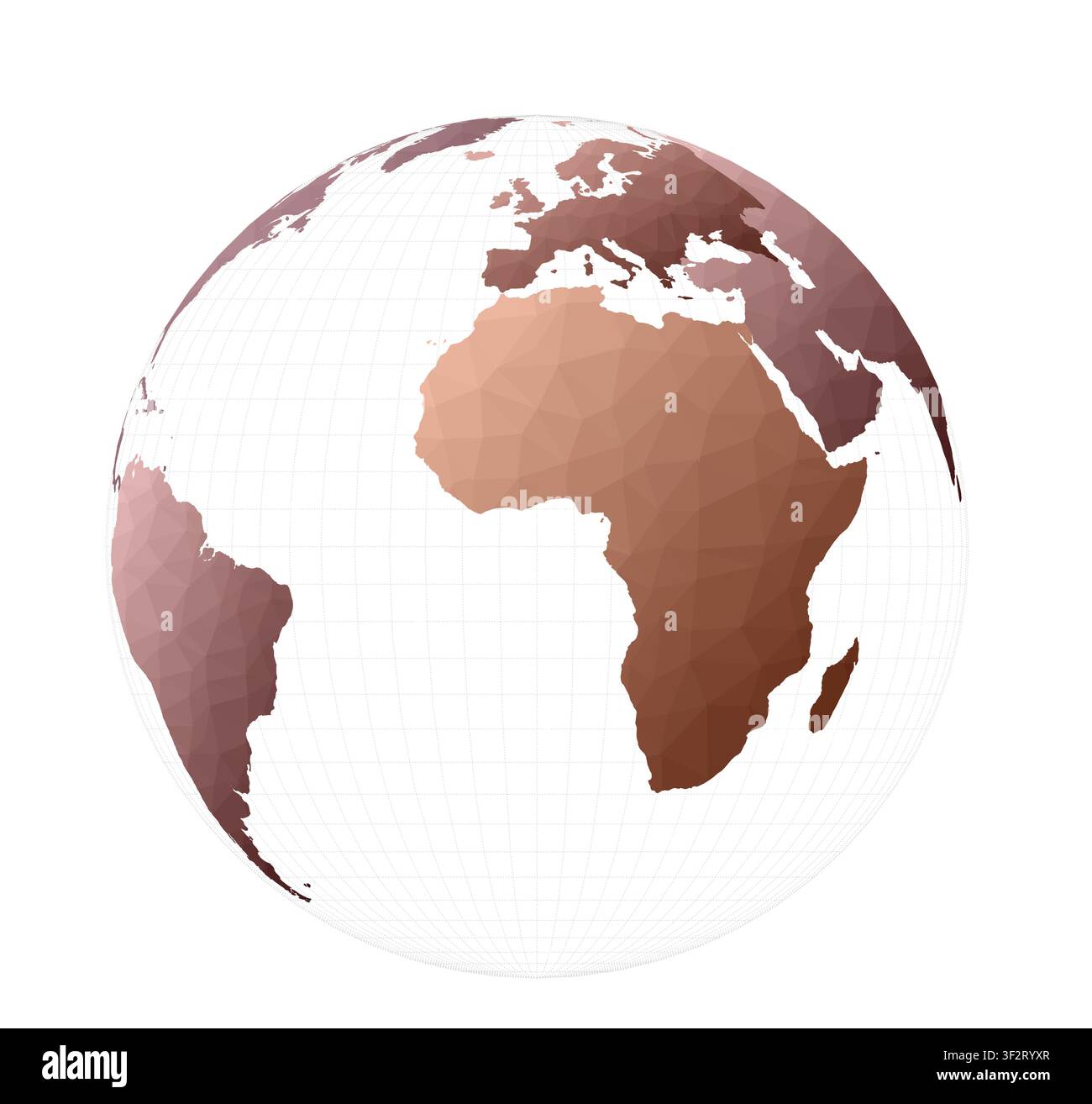 Polygonal world map. Orthographic projection. Perfect vector illustration. Stock Vector