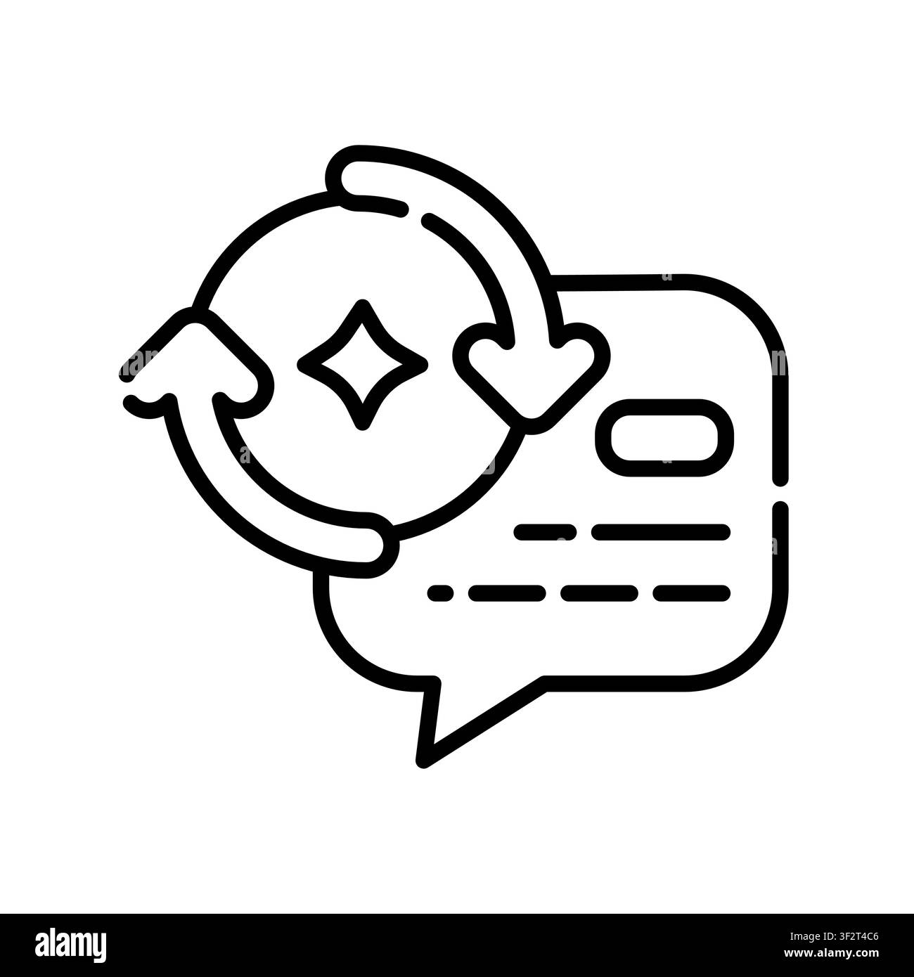 Prompt Reframing Icon Professional UI Symbol for AI Instruction Revision, Machine Learning Query Restructuring and Creative Problem Solving. It repres Stock Vector