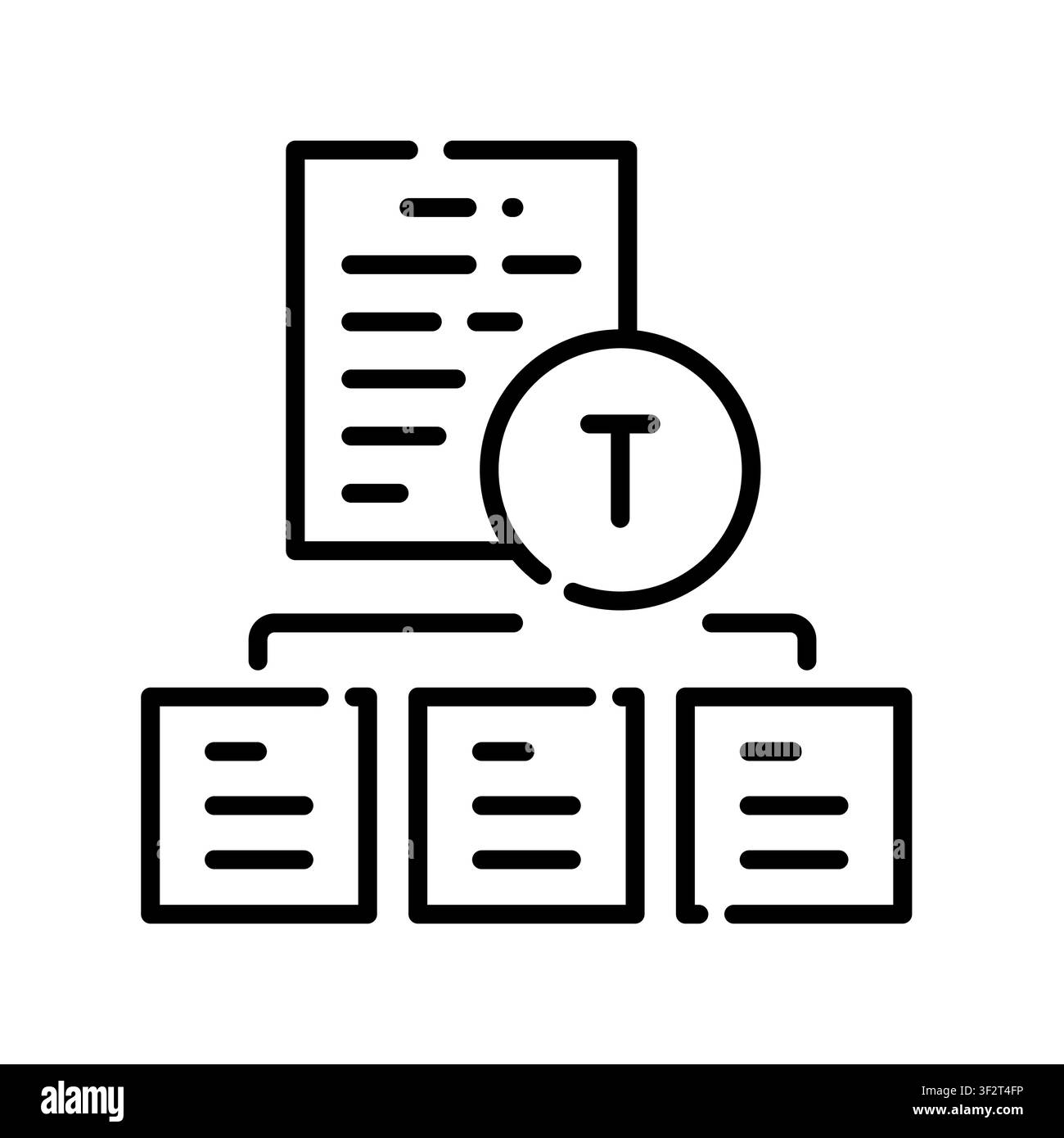 Text Classification Icon Professional UI Symbol for AI Data Sorting, Machine Learning Natural Language Processing and Content Categorization. It repre Stock Vector