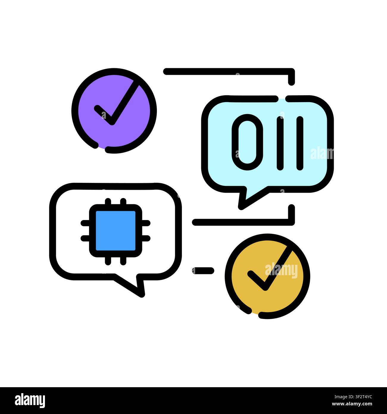 AI Prompt Chaining Icon Professional UI Symbol for Artificial Intelligence Workflow, Machine Learning Sequential Logic and Automated Process Linking. Stock Vector