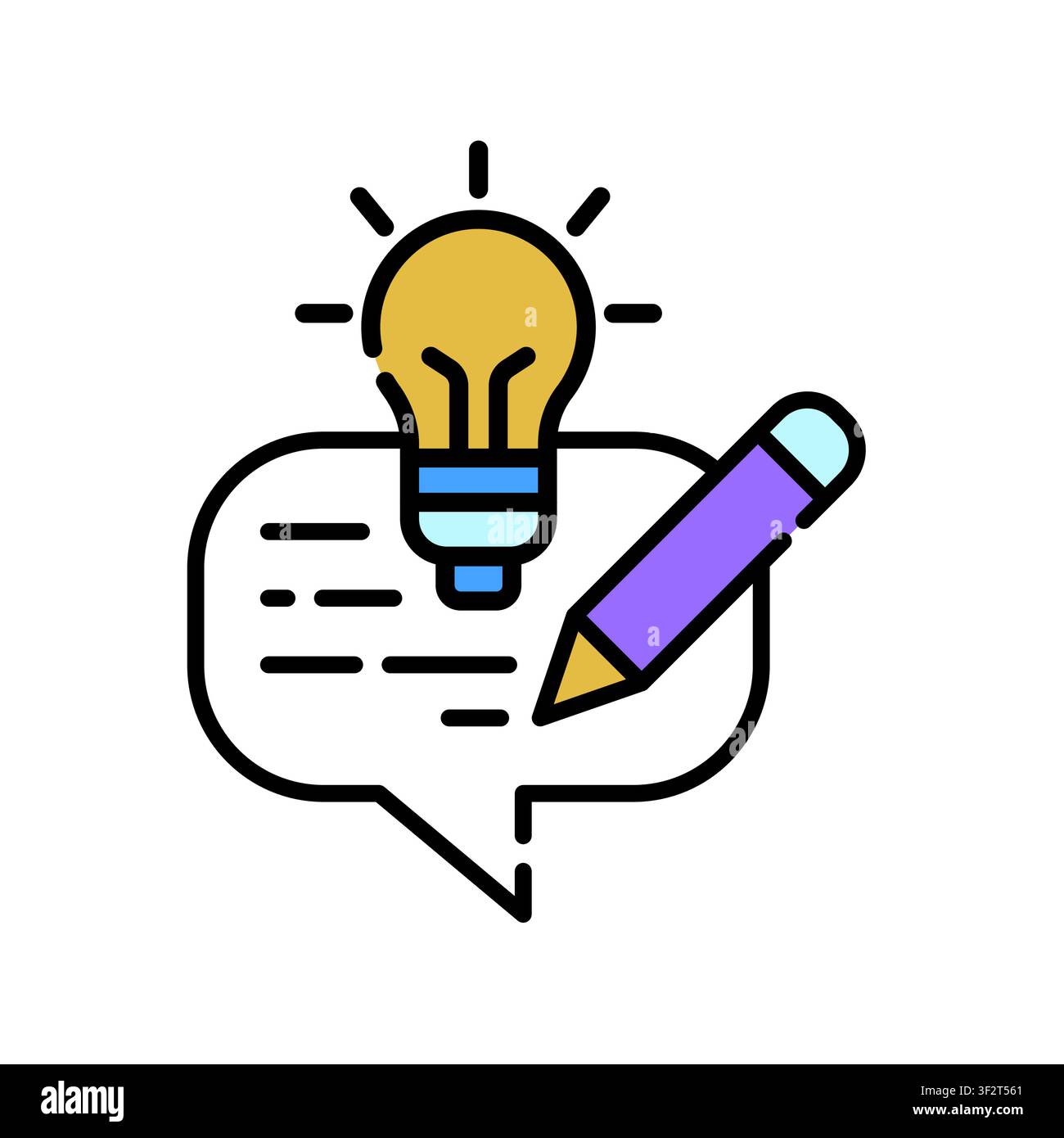 AI Writing Ideas Icon Professional UI Symbol for Content Creation, Artificial Intelligence Copywriting and Creative Inspiration. It represents generat Stock Vector