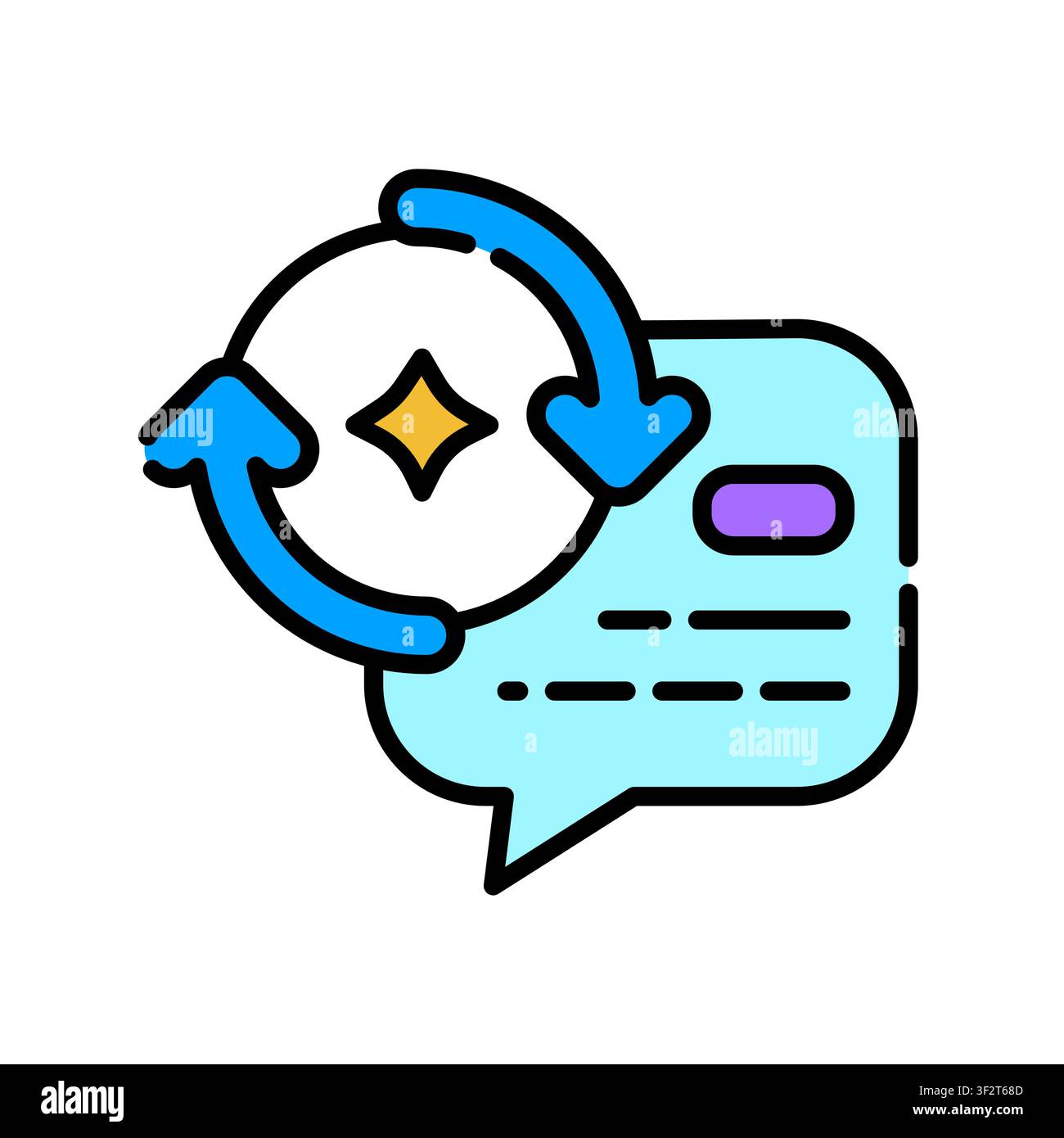 Prompt Reframing Icon Professional UI Symbol for AI Instruction Revision, Machine Learning Query Restructuring and Creative Problem Solving. It repres Stock Vector