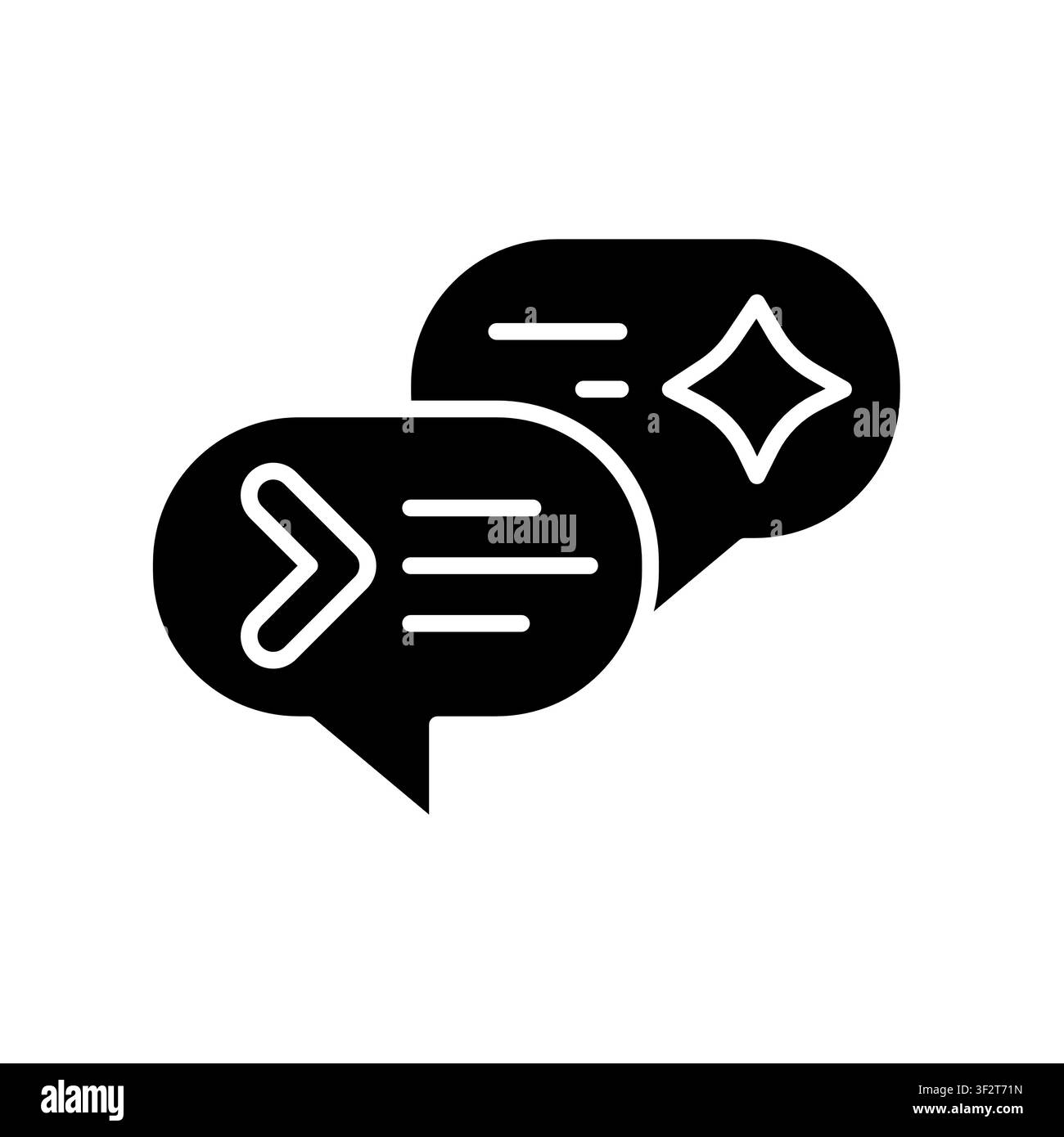 AI Prompt Engineering Icon Professional UI Symbol for Artificial Intelligence Interaction, Machine Learning Command and Digital Creativity. It represe Stock Vector