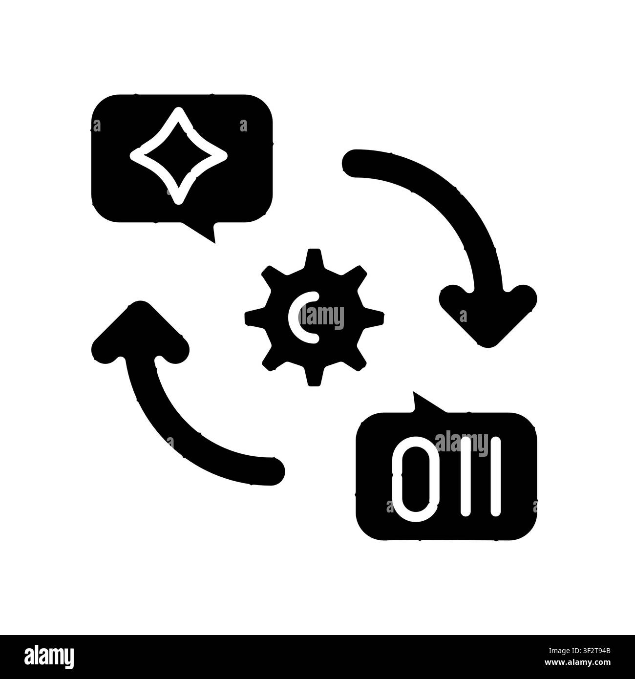 Iterative Prompting Icon Professional UI Symbol for AI Refinement, Machine Learning Response Optimization and Sequential Query Development. It represe Stock Vector