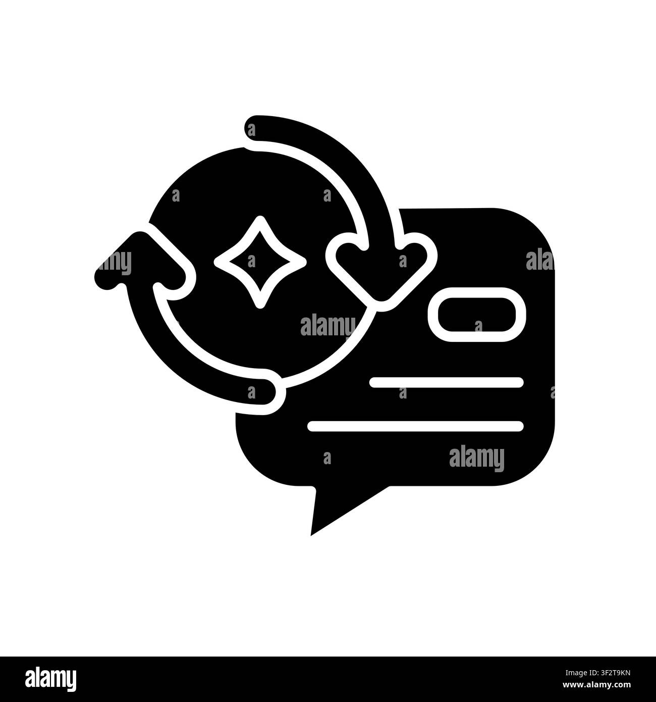 Prompt Reframing Icon Professional UI Symbol for AI Instruction Revision, Machine Learning Query Restructuring and Creative Problem Solving. It repres Stock Vector