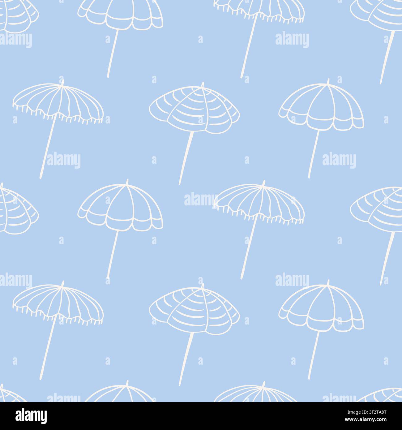 Blue parasol seamless pattern, beach umbrella Stock Vector