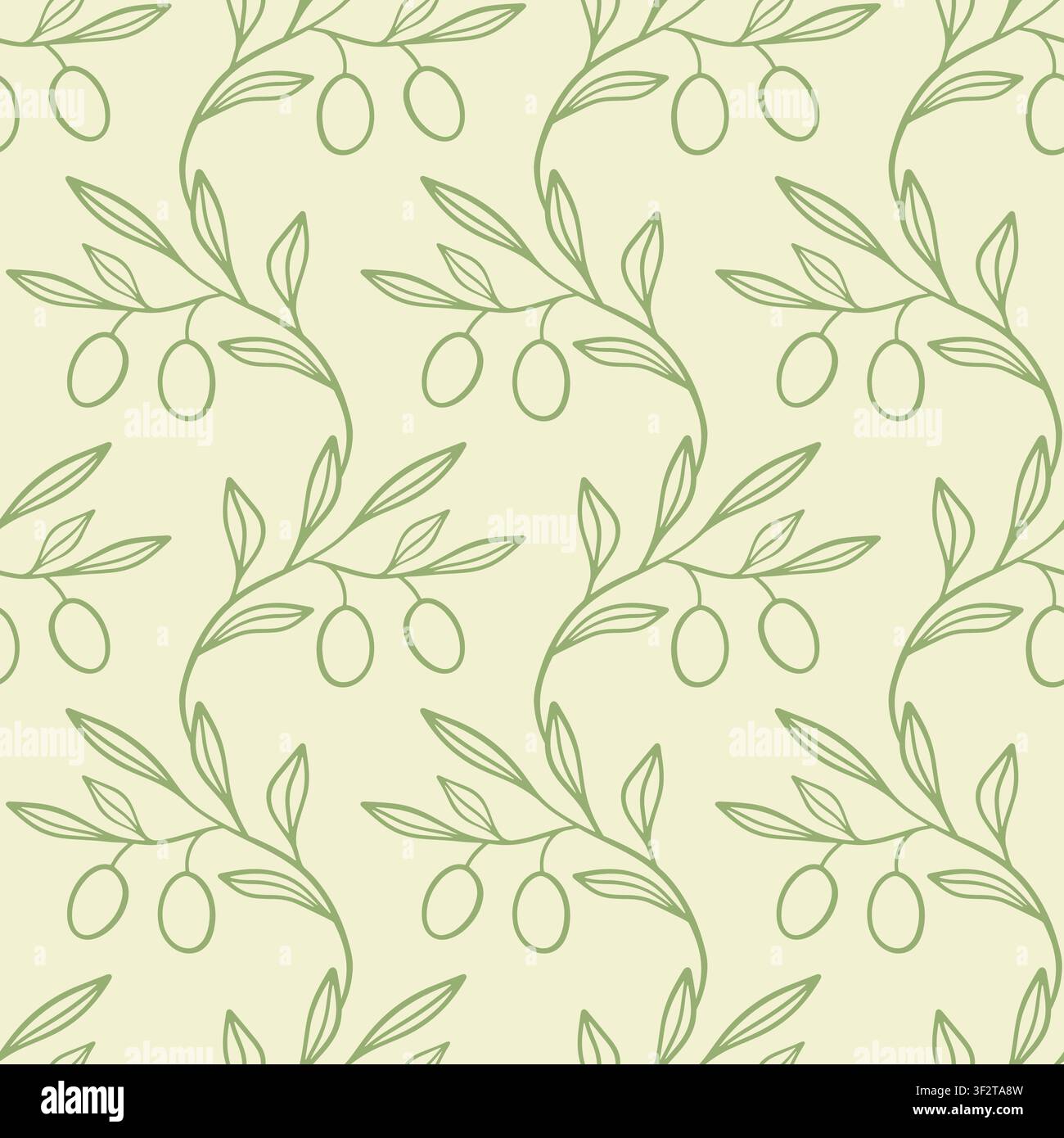 Olive branch Mediterranean vector seamless pattern Stock Vector