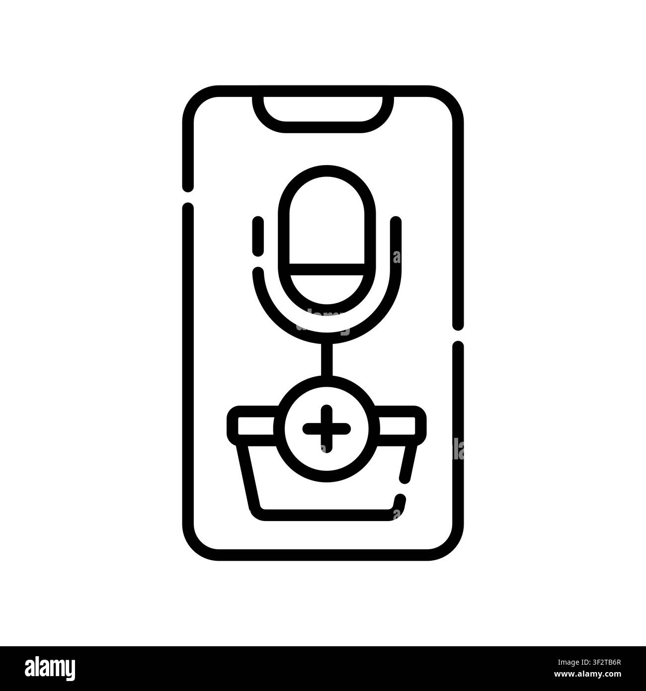 voice shopping color line icon. Vector isolated element. Editable stroke. Stock Vector