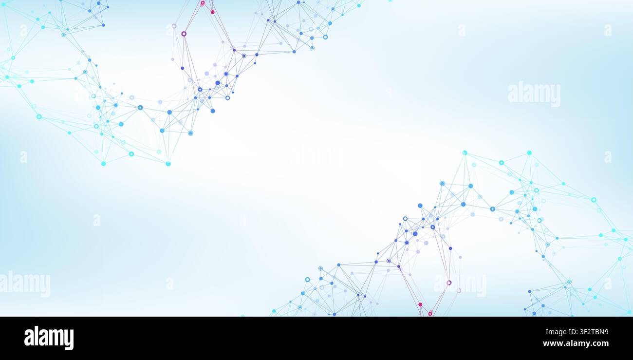 Colorful molecules background. DNA helix, DNA strand, DNA Test. Molecule or atom, neurons. Abstract structure for science or medical background Stock Photo