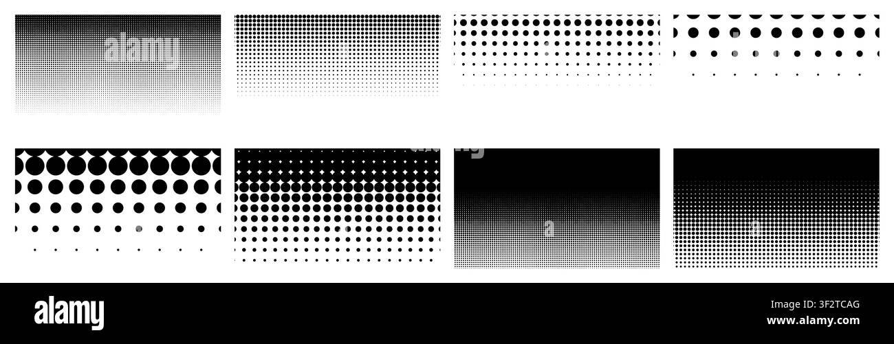 Linear Vertical Halftone Patterns Collection - vector illustration Stock Vector