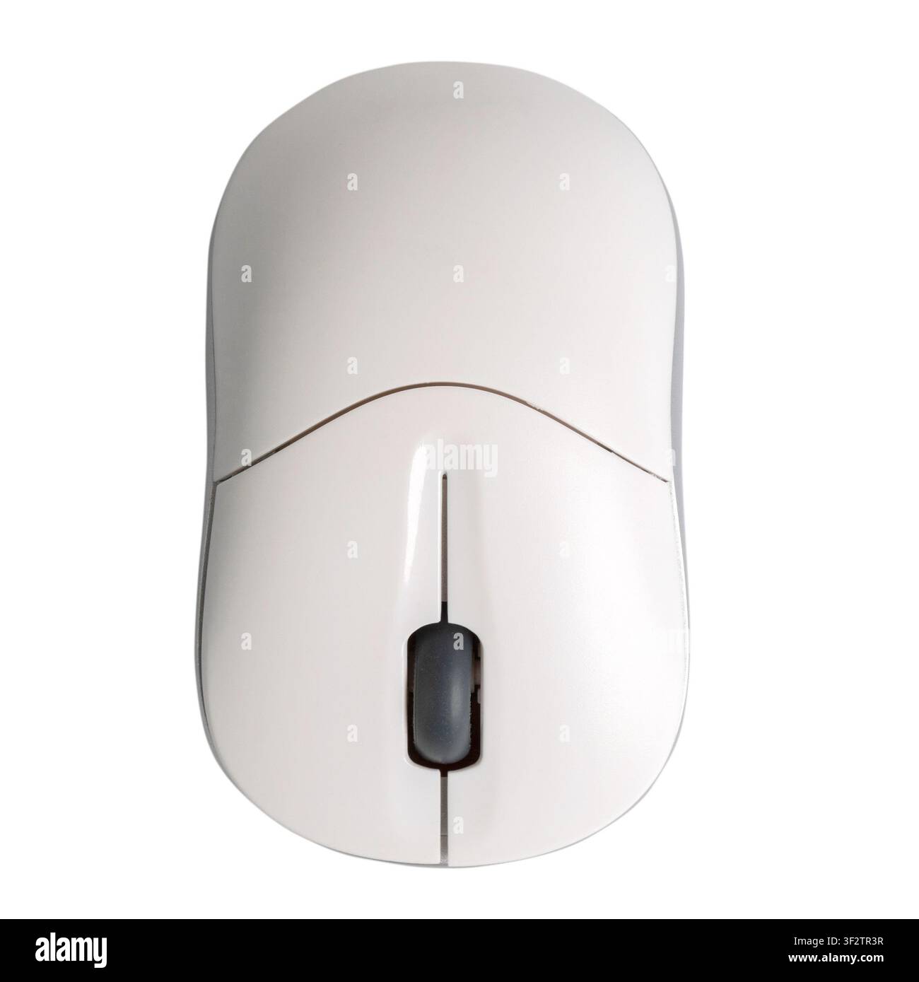 Ergonomic wireless white mouse with scroll wheel on transparent background Stock Photo